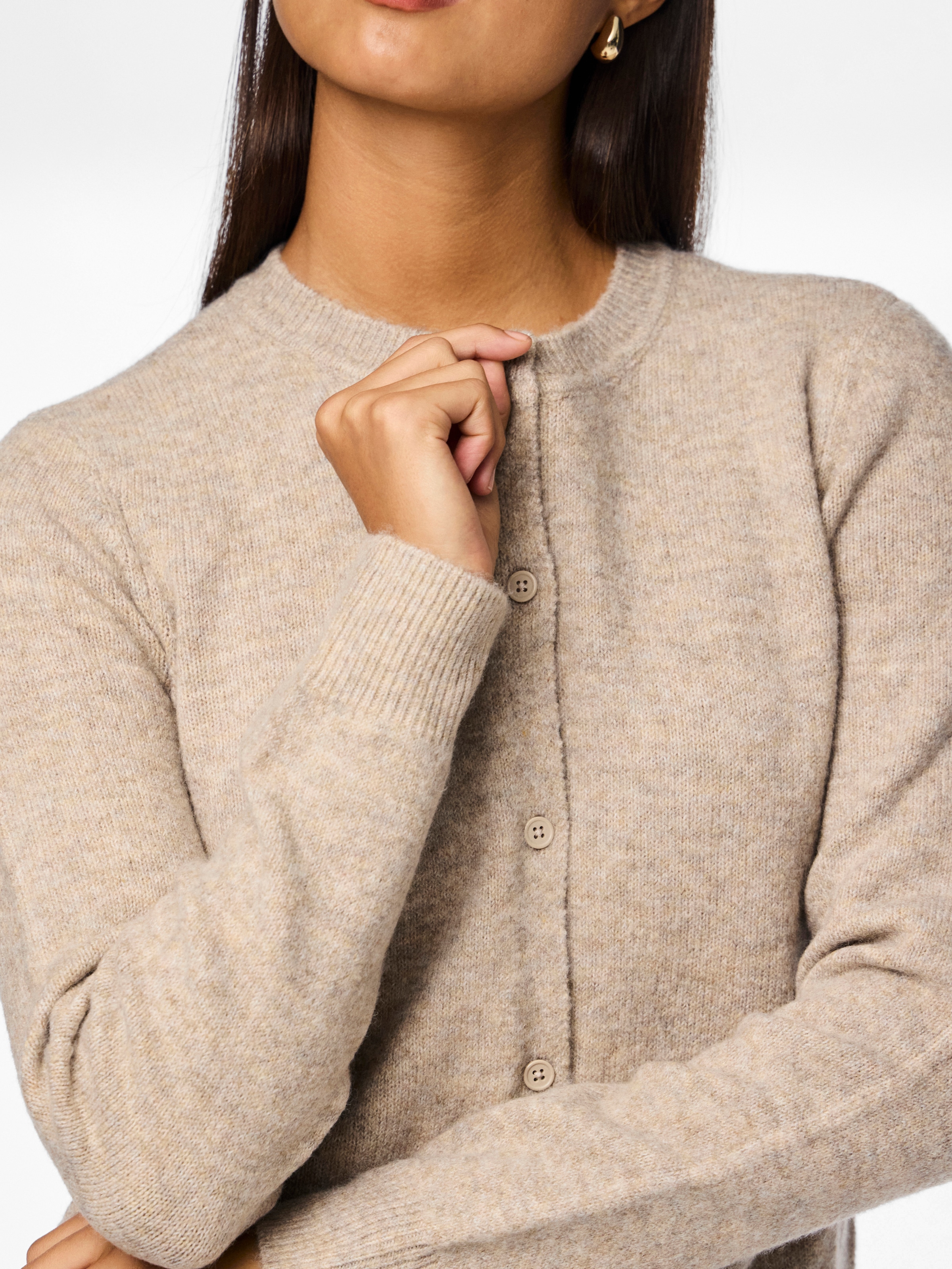 pieces Strickjacke »PCMALOU LS KNIT CARDIGAN NOOS BC« Materialmix, slim fit