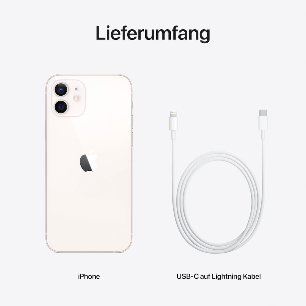 Apple Smartphone »iPhone 12 128GB«, weiß, 15,5 cm/6,1 Zoll, 128 GB Speicherplatz, 12 MP Kamera, ohne Strom Adapter und Kopfhörer, kompatibel mit AirPods, Earpods