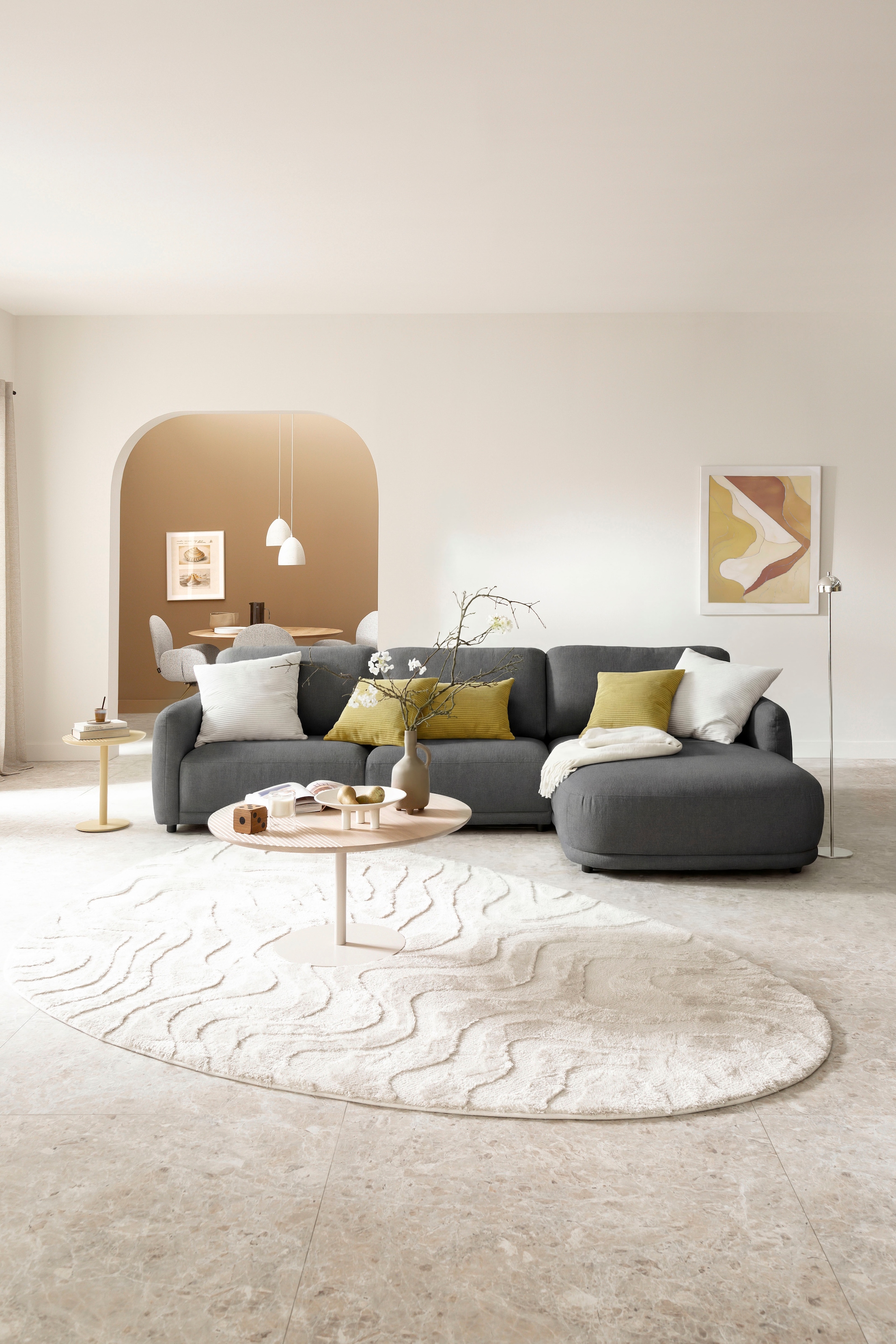 SCHÖNER WOHNEN-Kollektion Ecksofa »Wonder, Organische Eck-Lounge für dein Zuhause« Sanfte Kurven, Kammerkissen-Komfort & maximale Entspannung