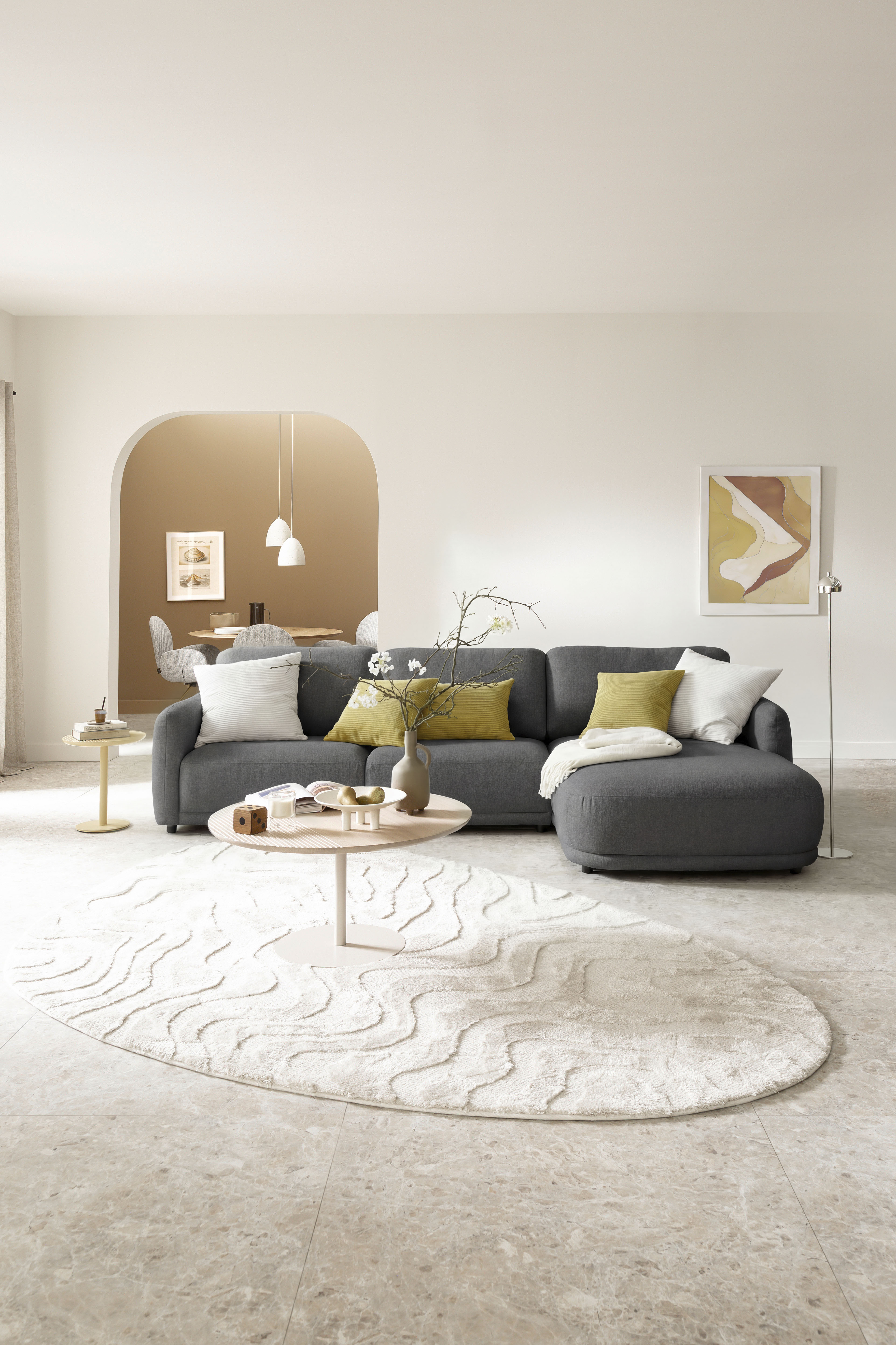 SCHÖNER WOHNEN-Kollektion Ecksofa "Wonder, organisches Design, Breite 318cm, schmale Armlehnen, L-Form" Sanfte Kurven, Kammerkissen-Komfort & maximale Entspannung