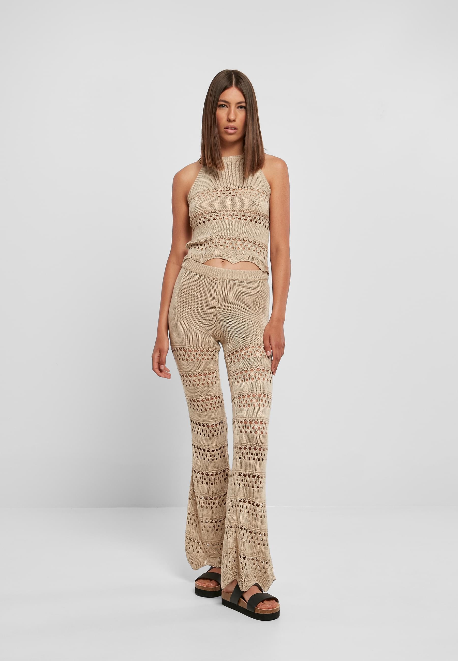 URBAN CLASSICS Leggings »Urban Classics Damen Ladies Flared Crochet Knit Leggings«, (1 tlg.)