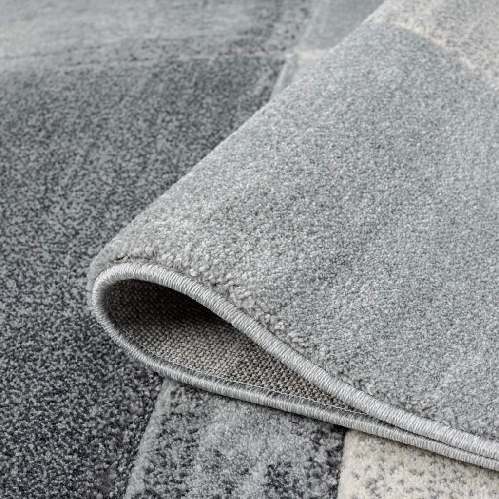 Teppich CARPET CITY "BONITO 9053", grau, B:120cm H:11mm L:170cm, Obermaterial: 100% Polypropylen, Teppiche, Teppich, Läufer, Flachflor, Hochtief-Muster/ 3D-Effekt, Geo-Muster, Wohnzimmer 3