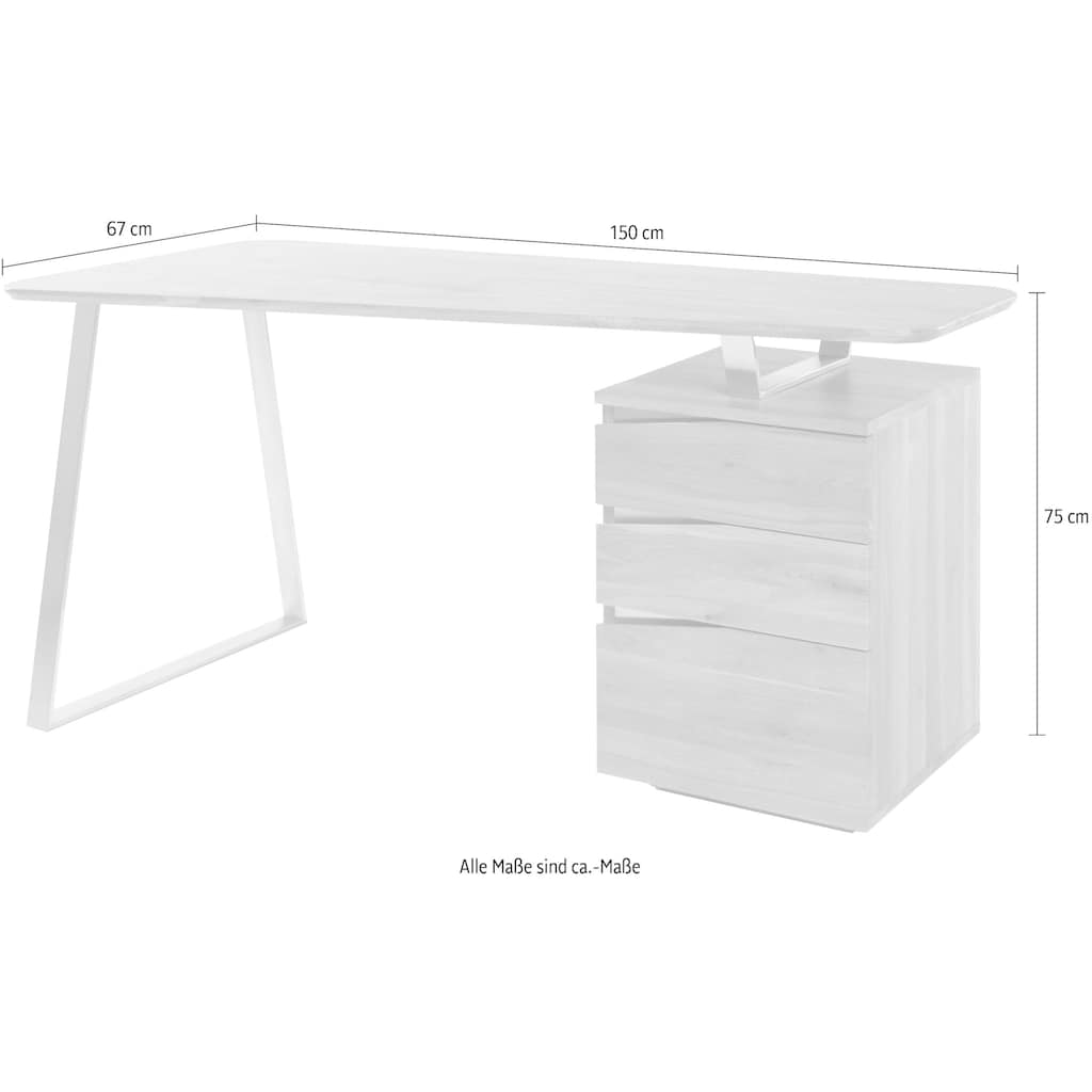 MCA furniture Schreibtisch »Tori«, Asteiche Massivholz geölt, mit 3 Schubladen, Breite 150 cm