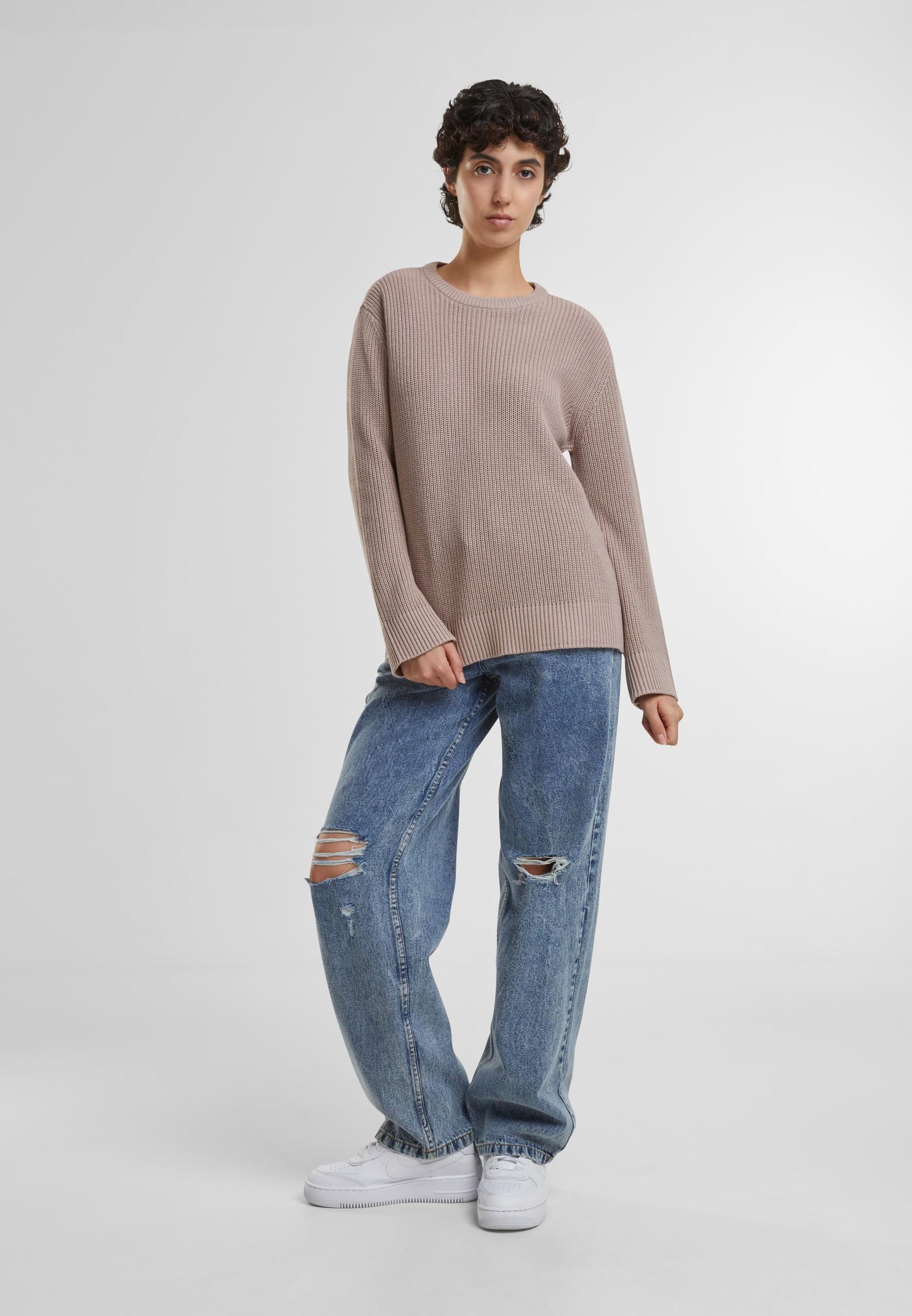 URBAN CLASSICS Rundhalspullover »Urban Classics Damen Ladies Rib Knit Sweater«, (1 tlg.)