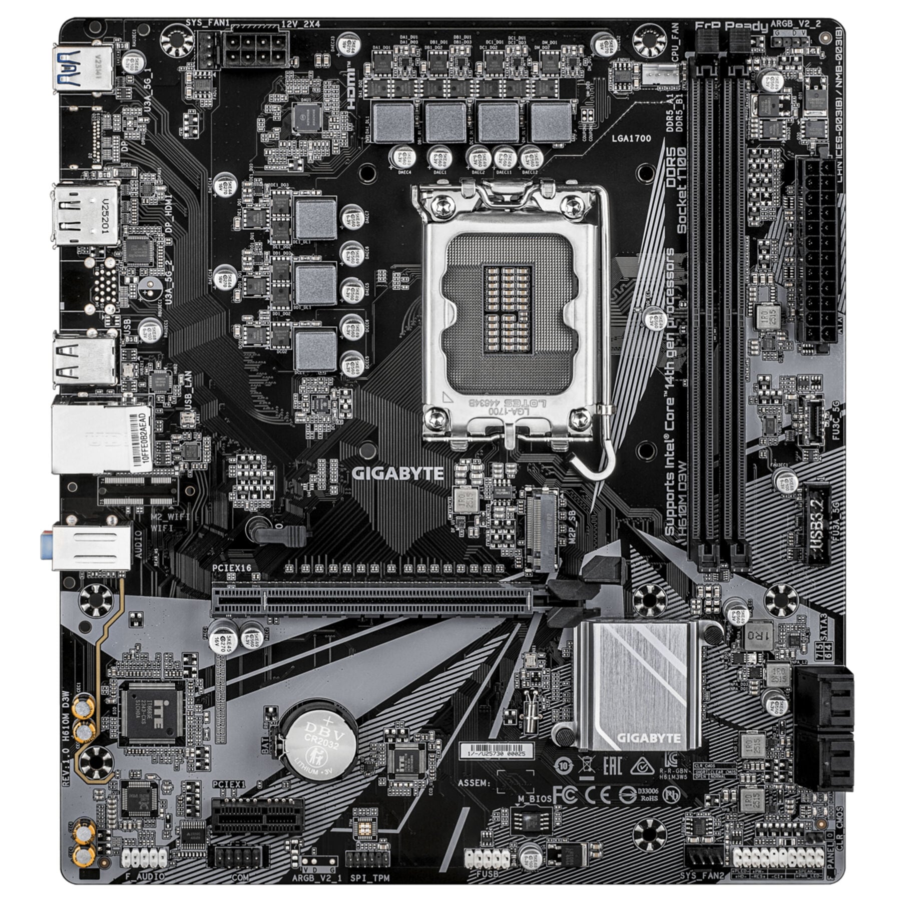 Gigabyte Mainboard »H610M D3W Mainboard - Unterstützt Intel Core Prozessoren der 14. Gener«