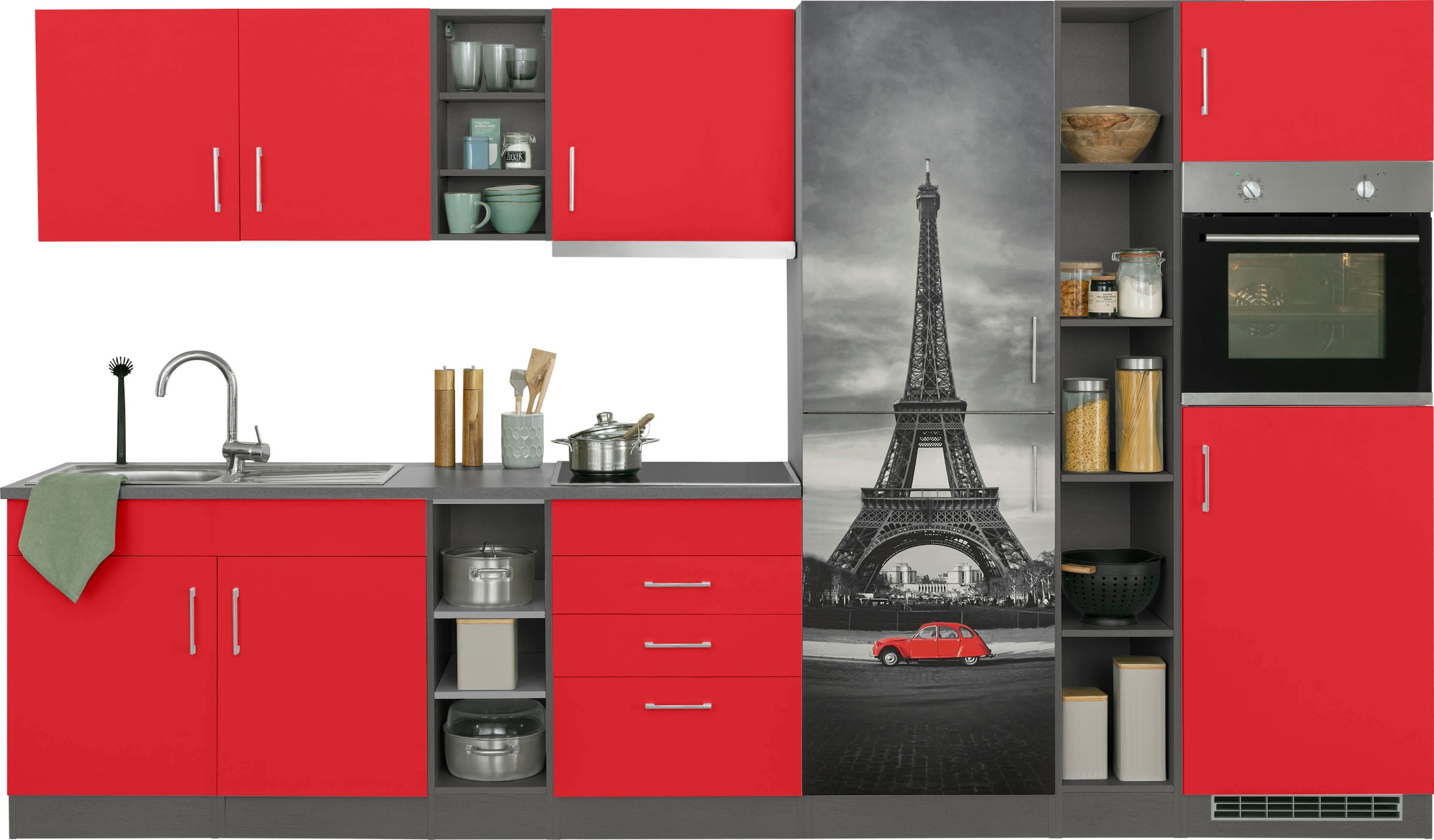 HELD MÖBEL Küchenzeile »Paris«, mit E-Geräten, Breite 340 cm, wahlweise mit  Induktionskochfeld kaufen | BAUR