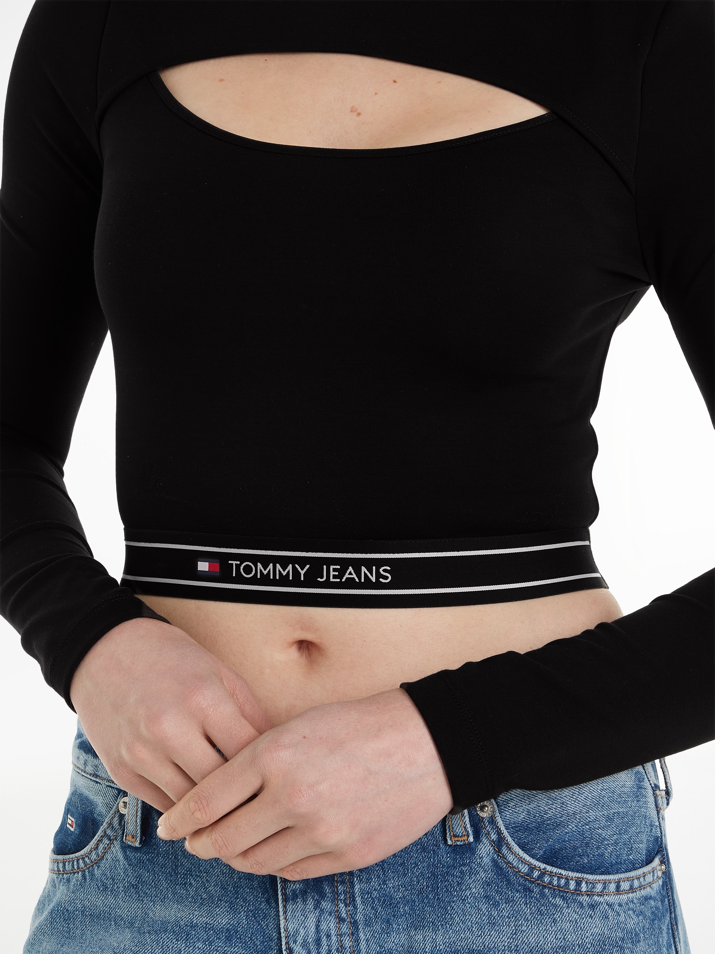 OUT »TJW LS TAPING CUT Logoprägung Tommy mit bestellen Langarmshirt CRP | BAUR Jeans EXT«,