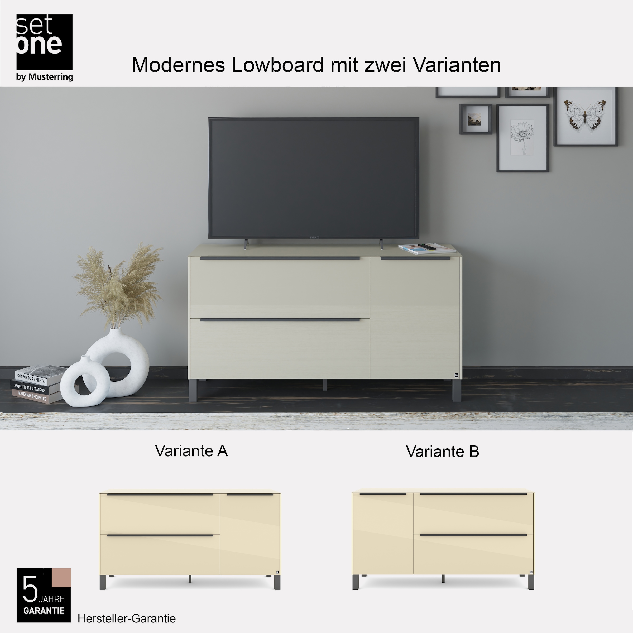 set one by Musterring Lowboard »Reno« 1 Stk. tlg. Mit Vierkantfuß in diversen Farben, 75 cm Höhe & Farbauswahl