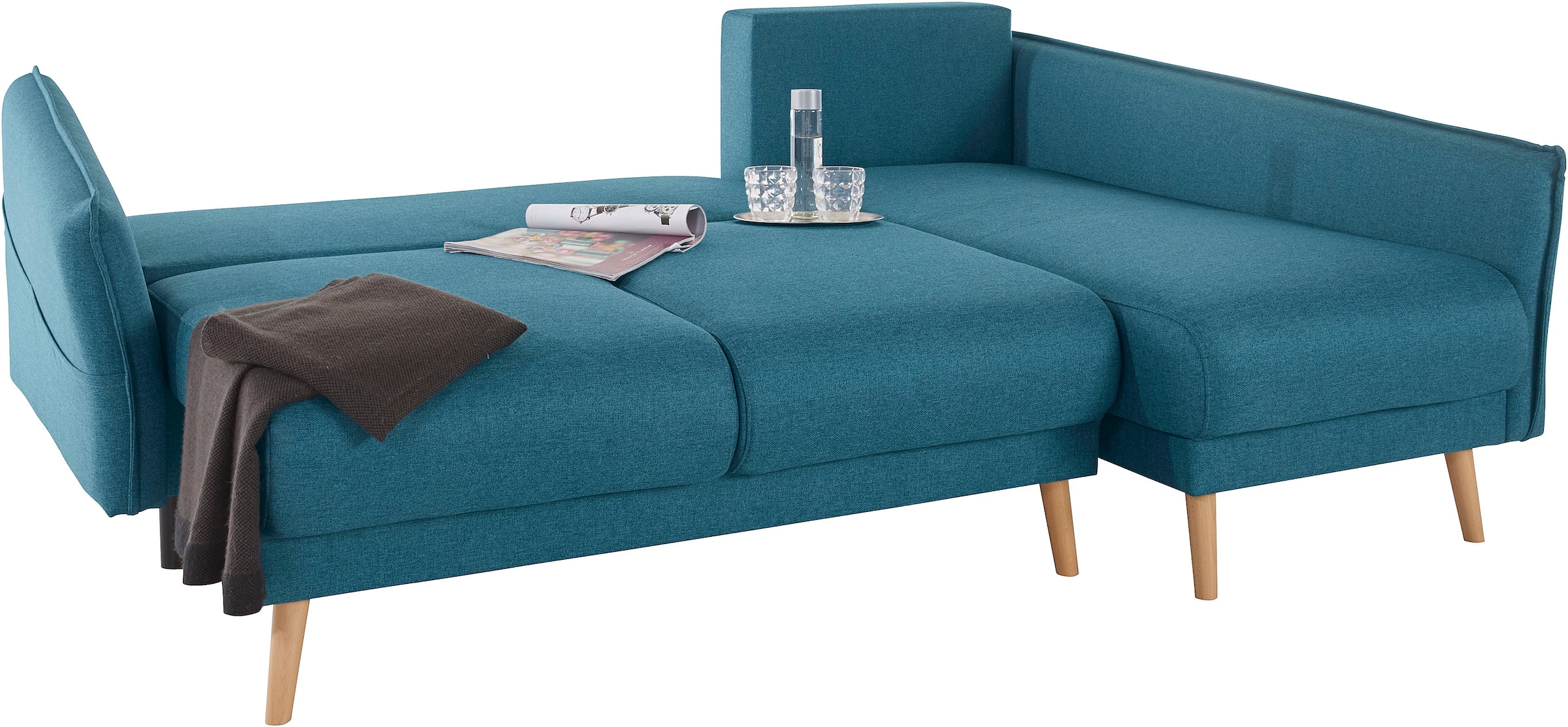 Home affaire Ecksofa »Granbo L-Form«, incl. Bettfunktion und Bettkasten, Federkern-Polsterung, Seitentasche