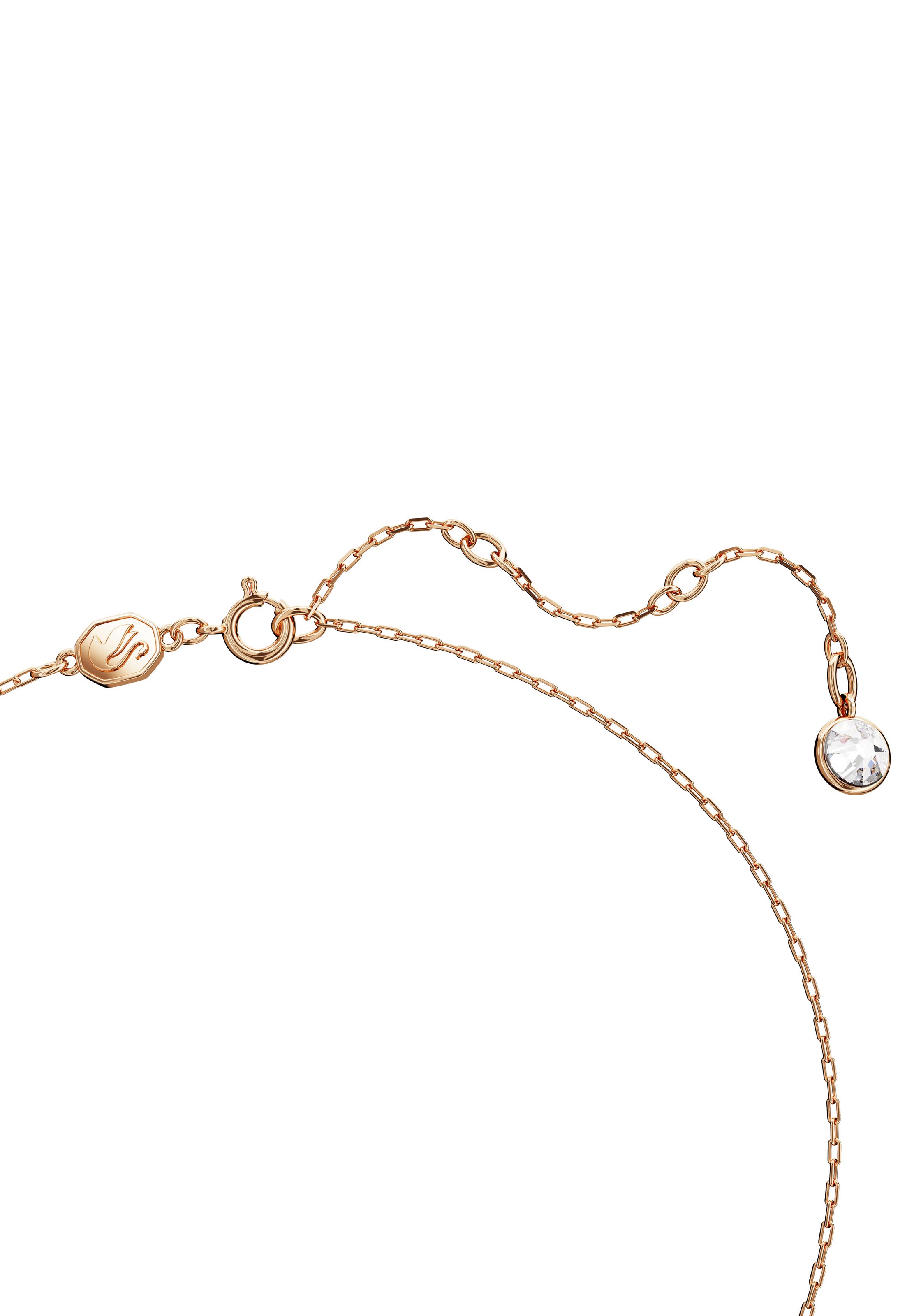 Kette mit Anhänger SWAROVSKI "Swan Pave Schwan", rosa (roségoldfarben, kristallweiß), Halsketten, Damen, Metall, L: 43, mit Swarovski Kristall 3