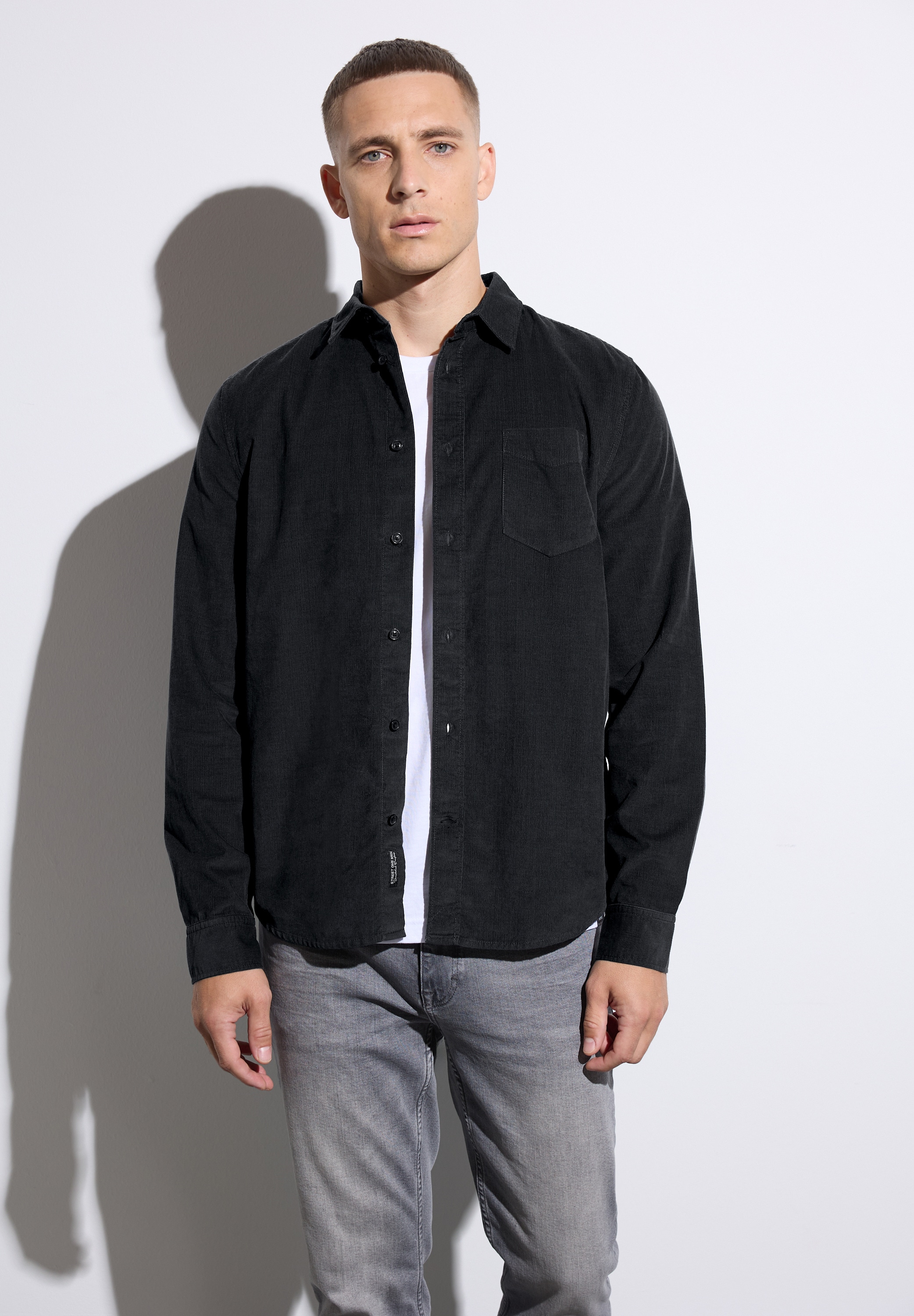 STREET ONE MEN Langarmhemd aus reiner Baumwolle günstig online kaufen