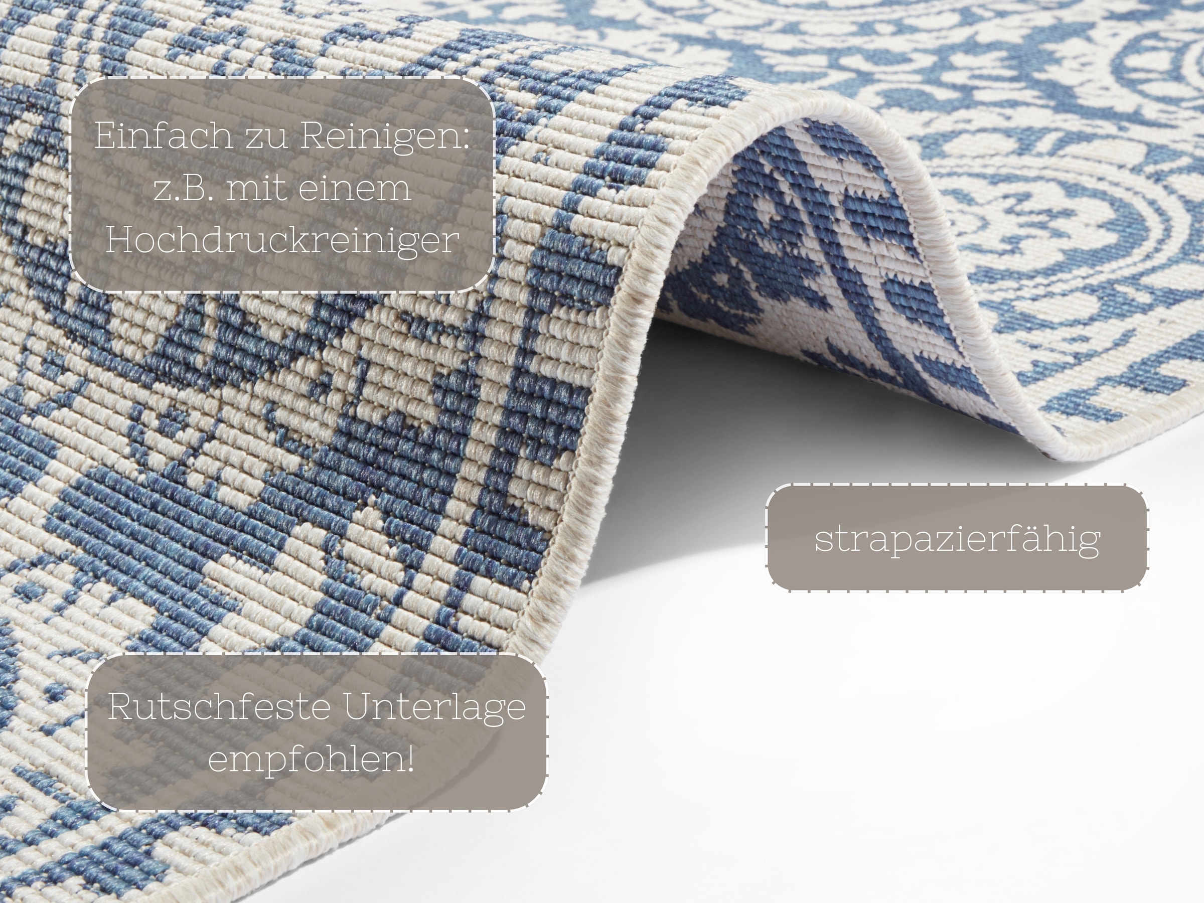NORTHRUGS Läufer »Jardin«, rechteckig, 5 mm Höhe, Wendeteppich, In-& Outdoor, Vintage, Balkon, Garten, Wohnzimmer, Flur
