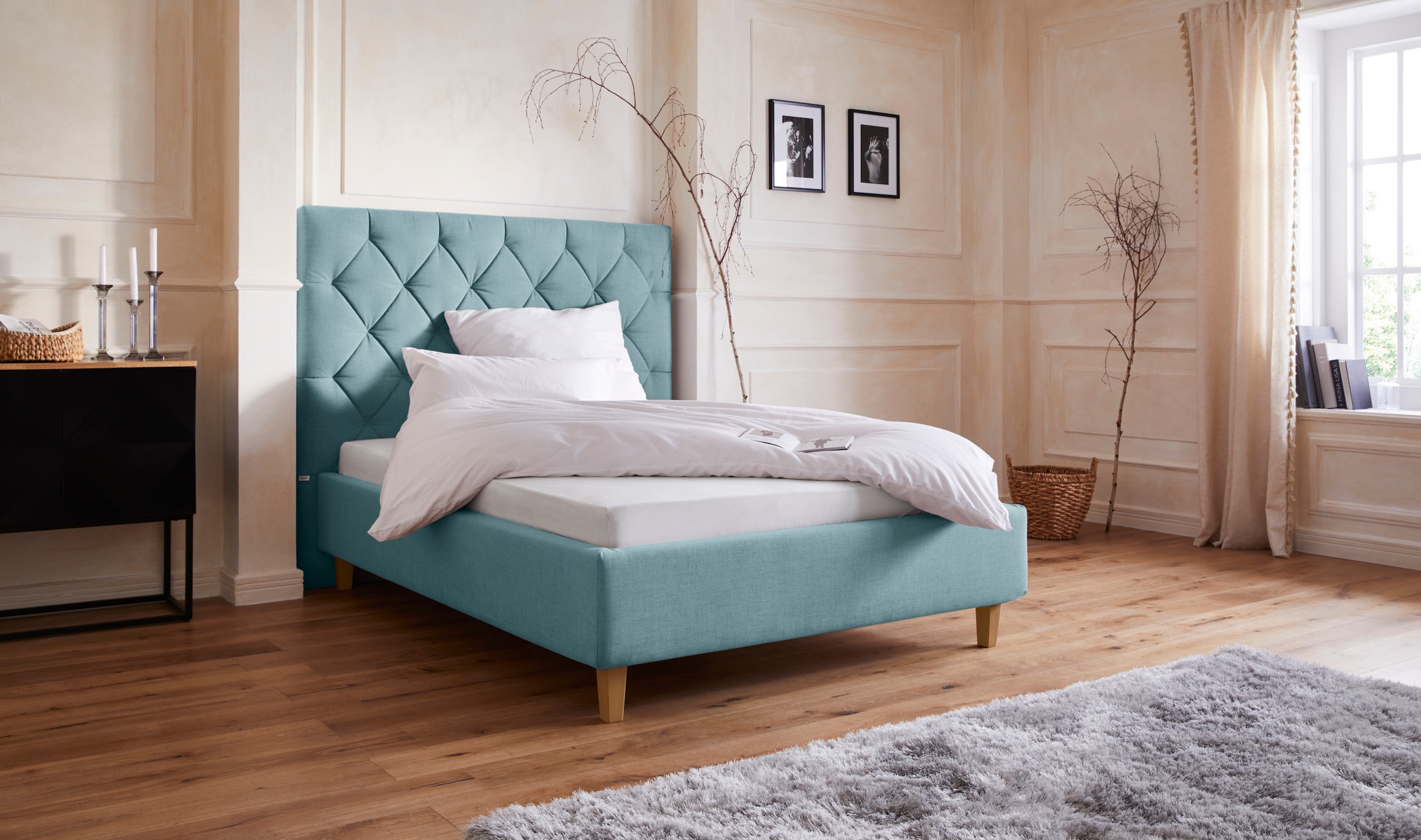 Home affaire Polsterbett "Sunley 140", Kreuzsteppung, Kopfteilhöhe 142 cm, günstig online kaufen