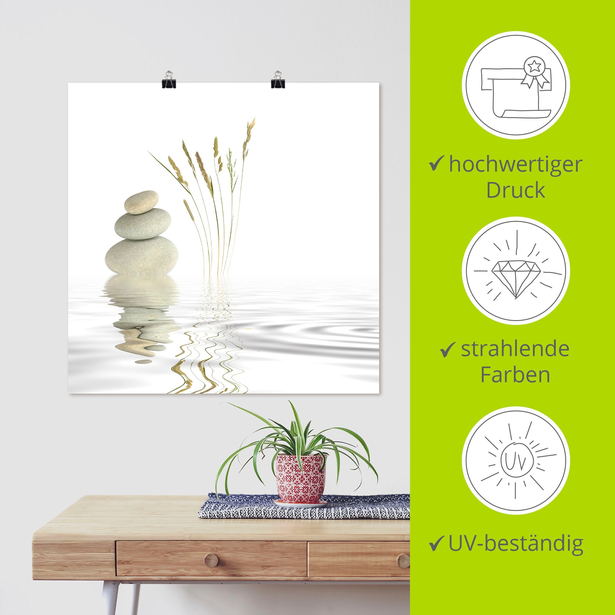 Wandbild ARTLAND "Zen Friede", weiß (farbe bild(er): weiß), B:50cm H:50cm, Bilder, als Alubild, Leinwandbild, Poster in verschied. Größen 6