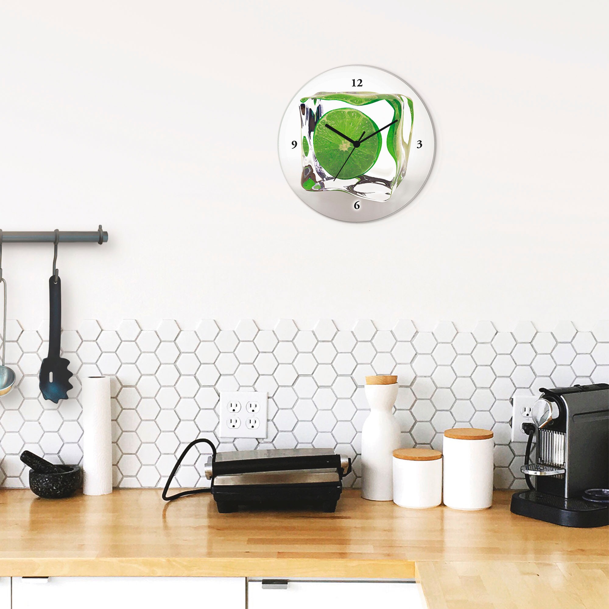 Artland Wanduhr "Limette im Eiswürfel" wahlweise mit Quarz- oder Funkuhrwer günstig online kaufen