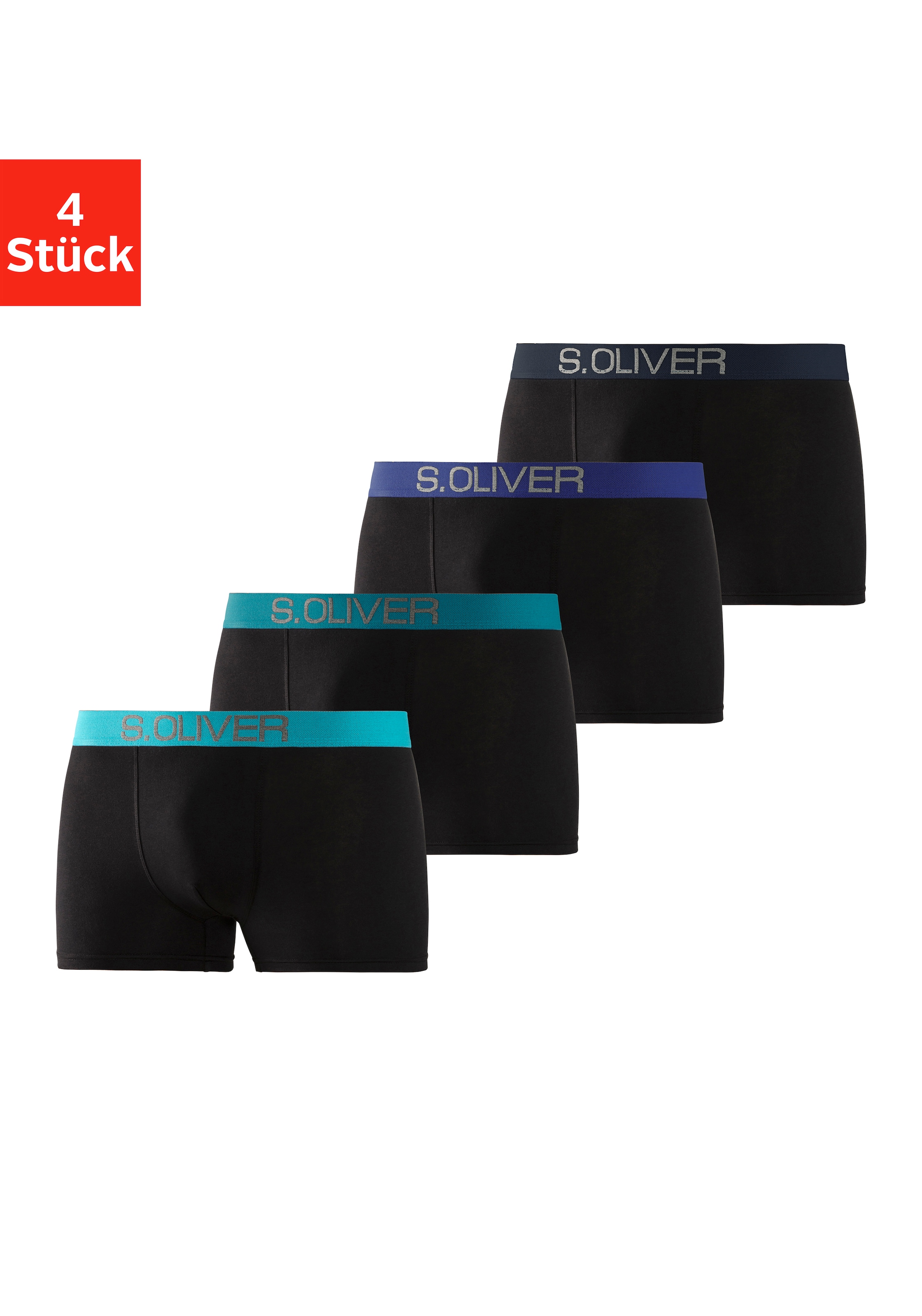 s.Oliver Boxer "Boxershorts für Herren" Packung, 4 Stk. tlg., mit kontrastf günstig online kaufen