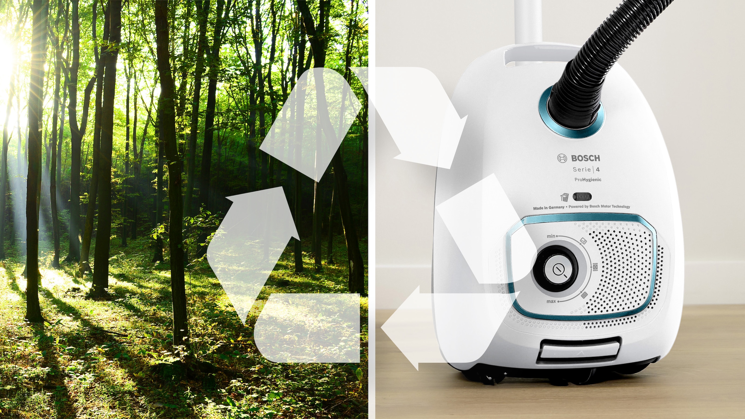 BOSCH Bodenstaubsauger »Serie 4 ProHygienic BGD41HYG, ideal für Allergiker, Hygiene-Filter«, 600 W, mit Beutel, 10 Jahre Motorgarantie, integriertes Zubehör, langes Kabel, weiß