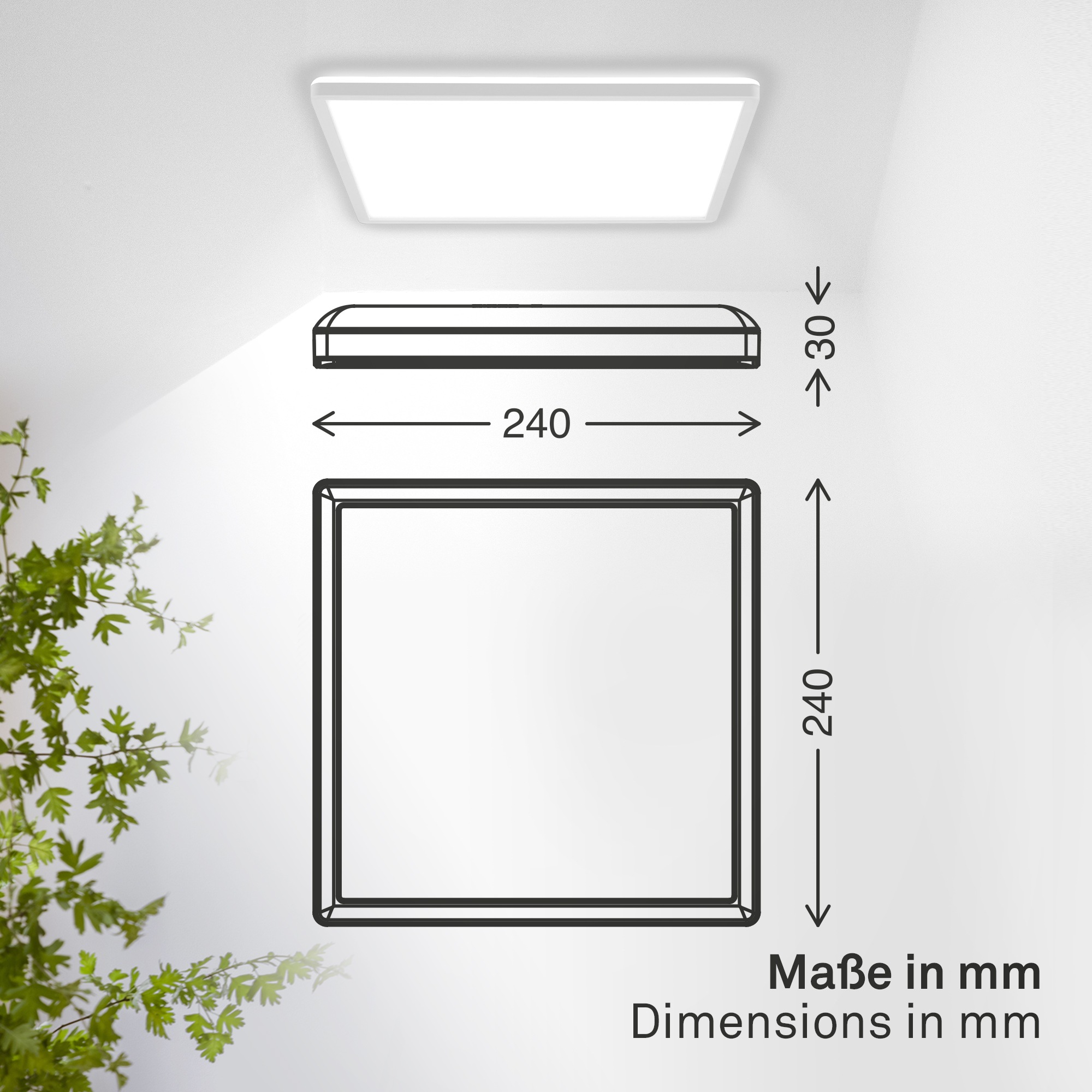 B.K.Licht LED Panel »SHALLOW« LED-Board 1 Stk. Neutralweiß 24x24x3 cm, Badlampe, Badezimmer, Küche, Wohnzimmer
