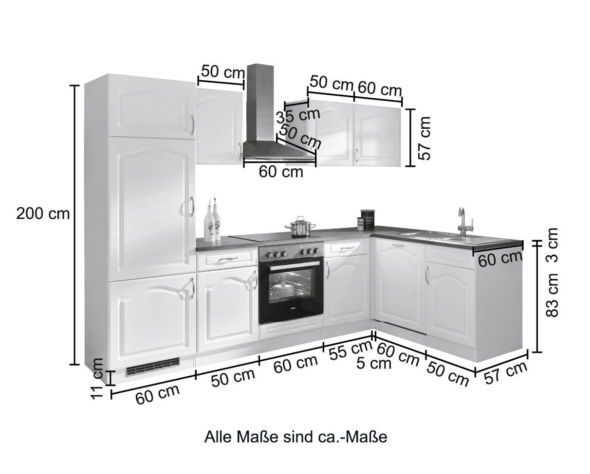 E-Geräten, Winkelküche bestellen x cm 170 wiho | BAUR Küchen 280 »Prag«, mit