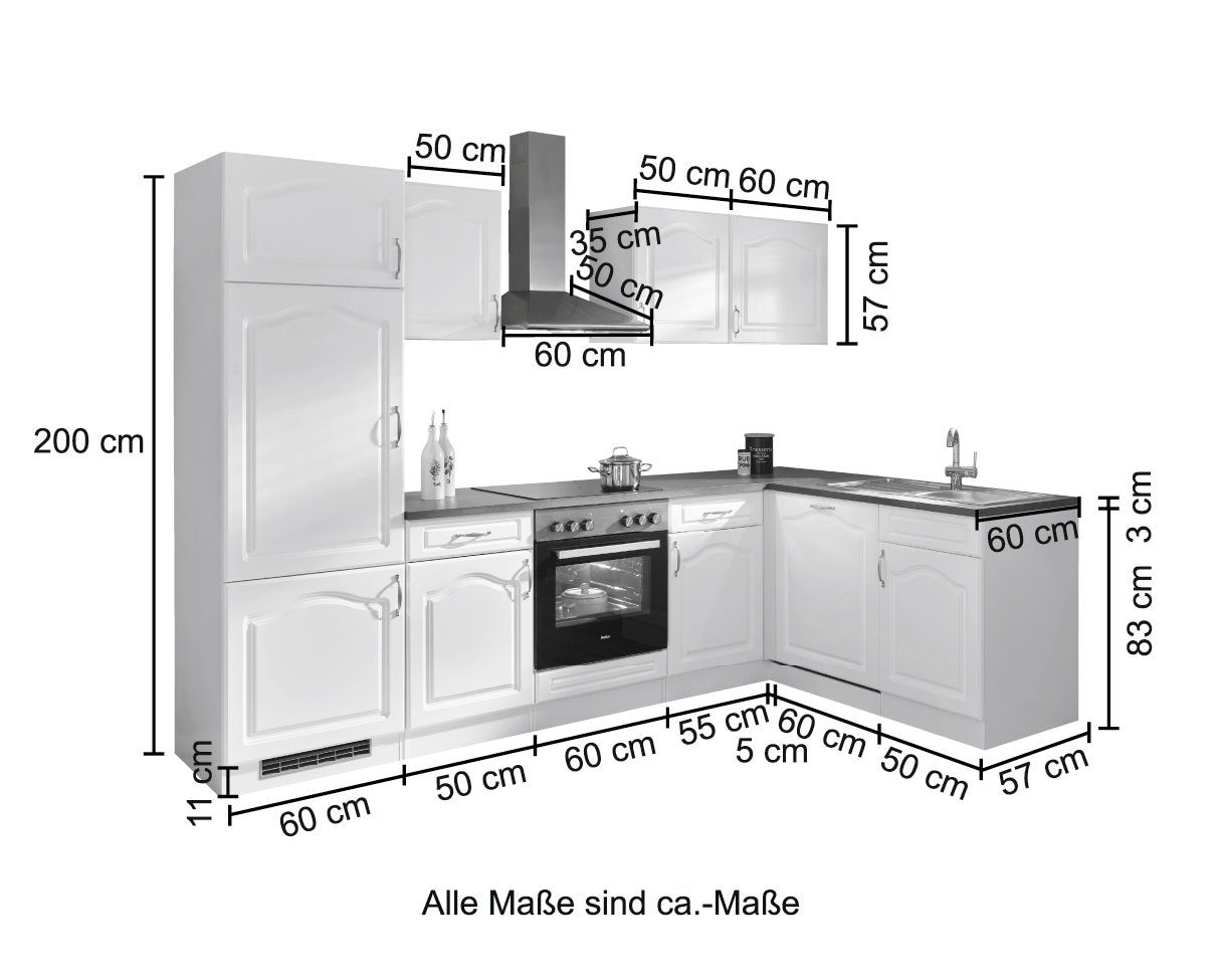 wiho Küchen Winkelküche »Prag«, mit E-Geräten, cm x bestellen | 280 BAUR 170