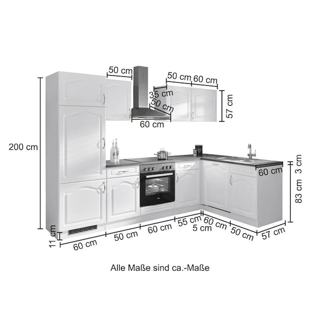 wiho Küchen Winkelküche »Prag«, mit E-Geräten, 280 x 170 cm bestellen | BAUR