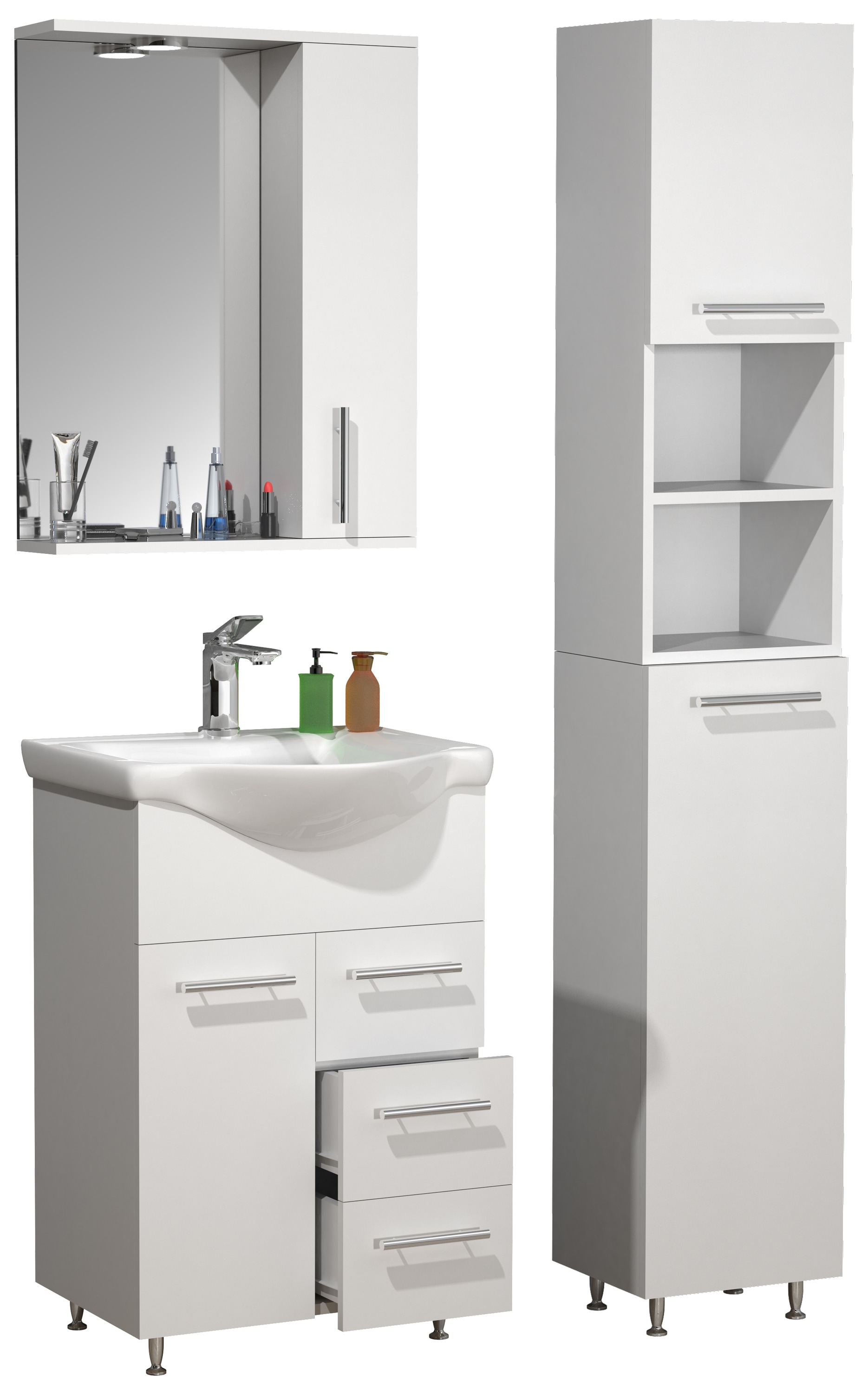 VCM Waschtisch "4-tlg. Waschplatz Waschtisch Drehtüren Lisalo L" 4 Stk. tlg.