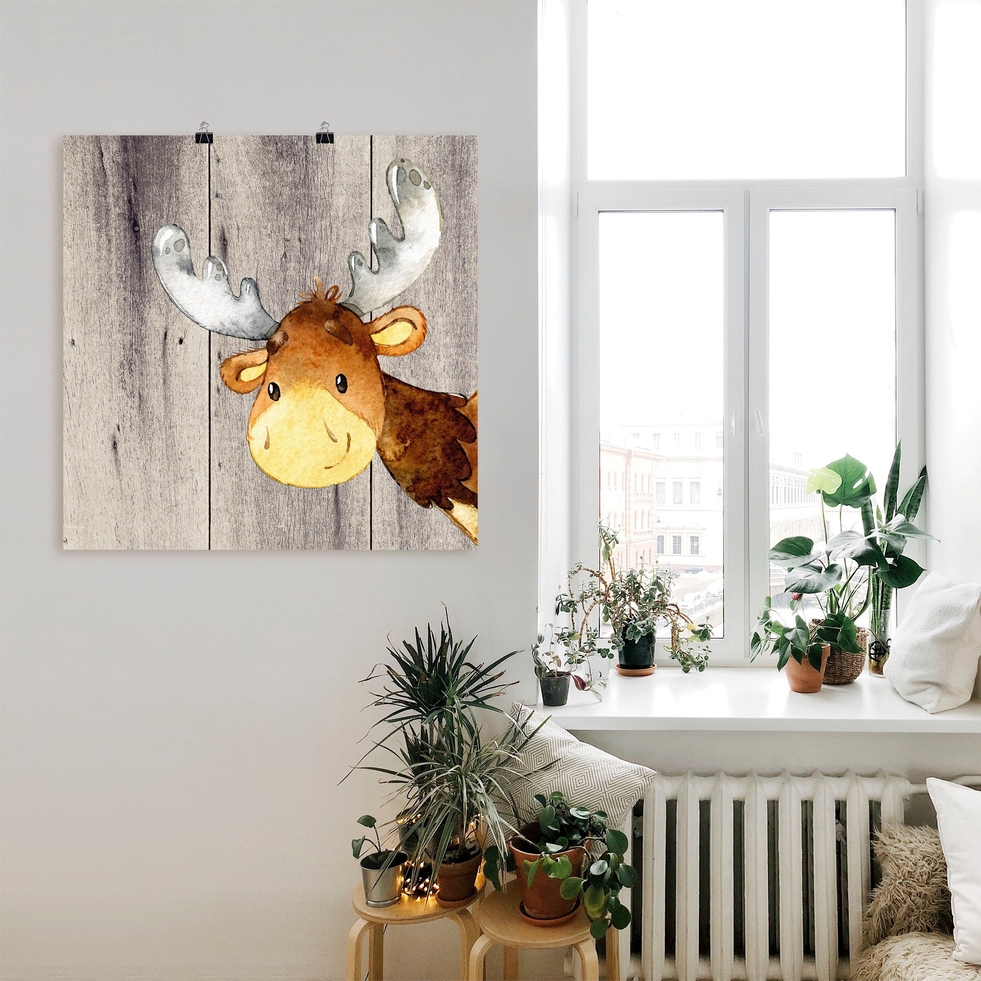 Artland Wandbild »Waldland Freunde - Hirsch«, Tiere, (1 St.), als Alubild, Leinwandbild, Wandaufkleber oder Poster in versch. Größen