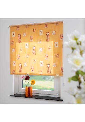 Liedeco Seitenzugrollo »Blumen orange« Lichtsc...