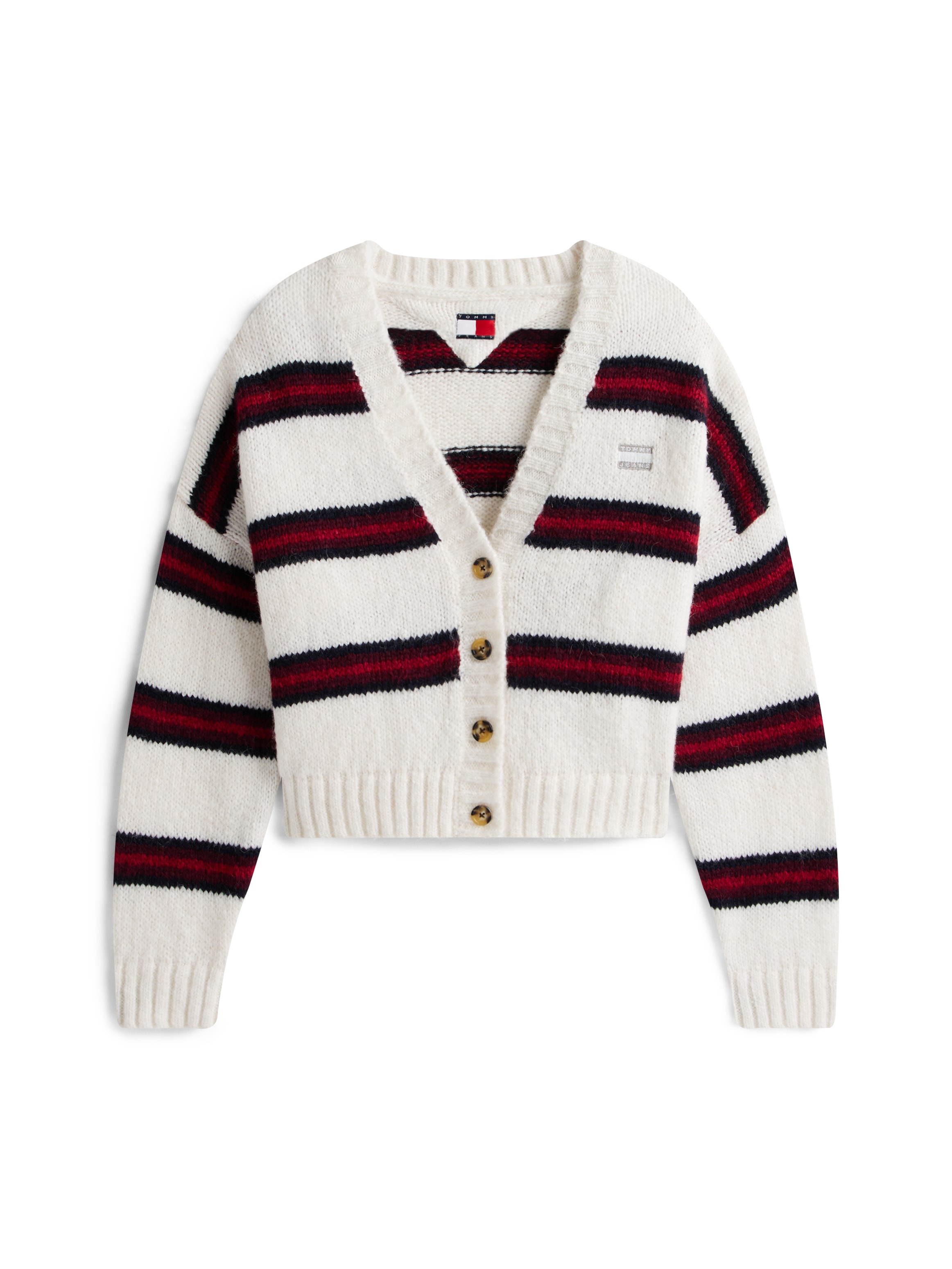 Tommy Jeans Strickjacke »TJW BADGE STRIPE FLUFF CARDI EXT«