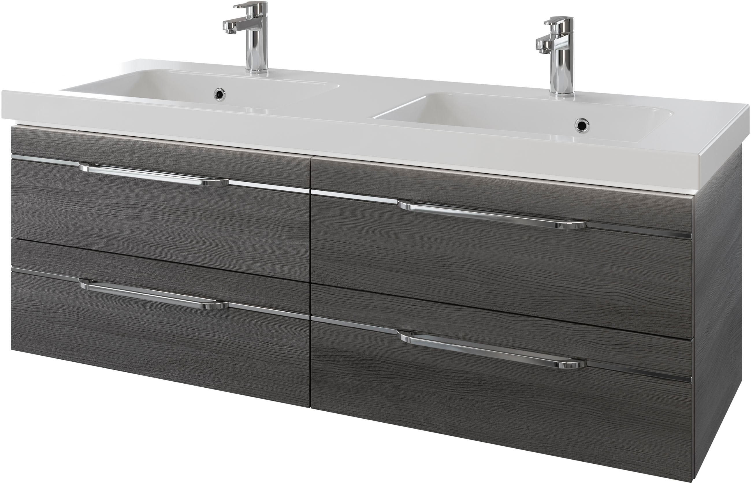 Saphir 1100000002199 "Serie Balto Mineralmarmor-Waschtisch mit Unterschrank, 147,8 cm breit" 2 Stk. tlg. Doppel-Waschplatz mit 4 Schubladen, in verschiedene Ausführungen