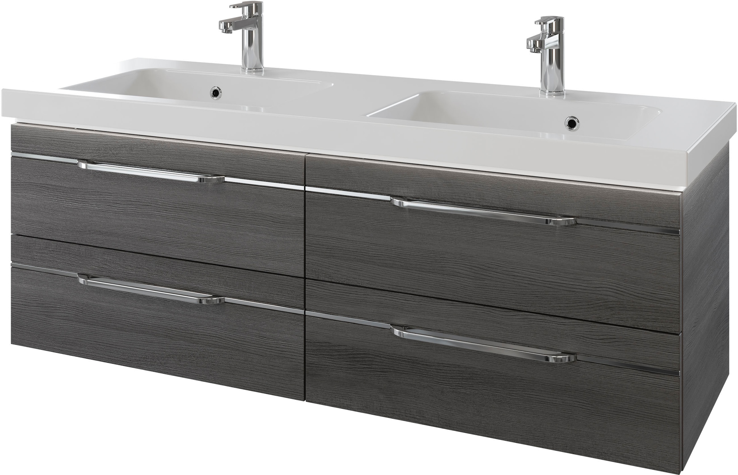 Saphir Waschtisch "Serie Balto Mineralmarmor-Waschtisch mit Unterschrank, 147,8 cm breit", Doppel-Waschplatz mit 4 Schub