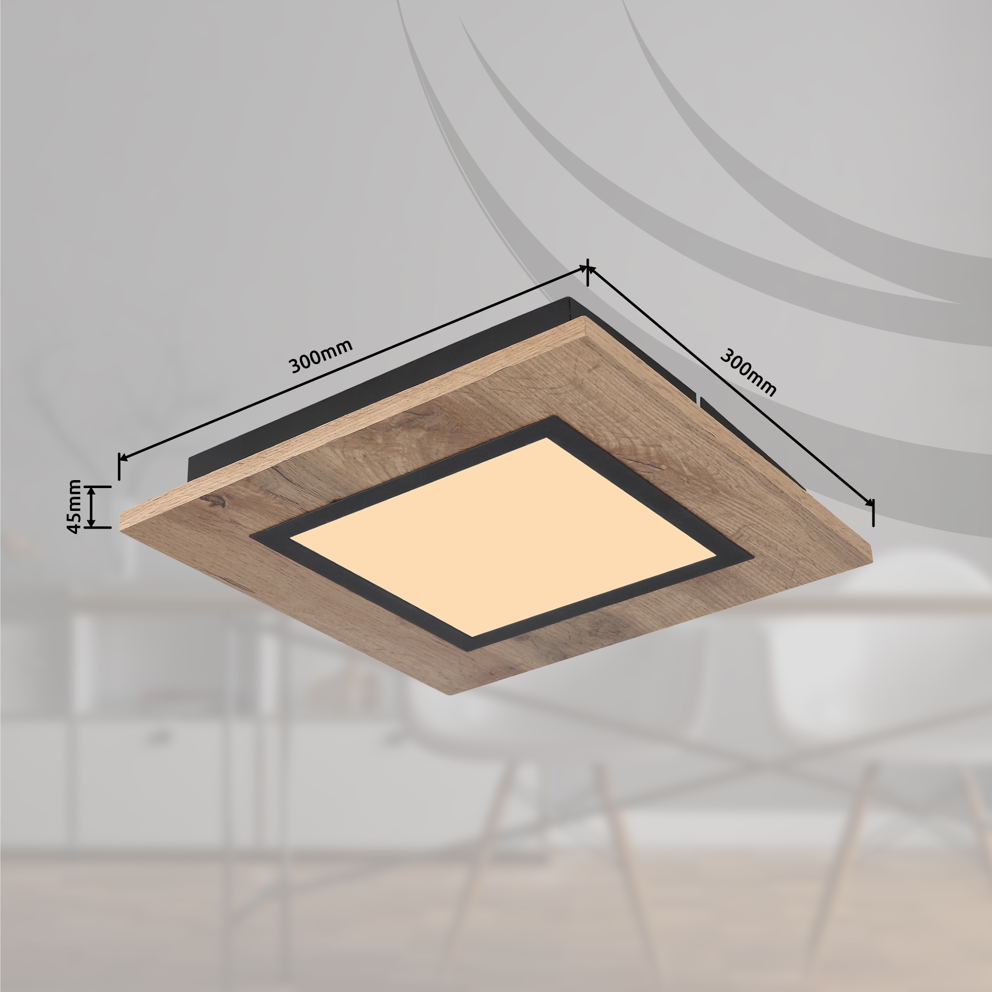 GLOBO LIGHTING LED Deckenleuchte »LEA«, Leuchtmittel LED-Modul | LED fest integriert, Deckenlampe/Wohnzimmer/Schlafzimmer/modern/Holz
