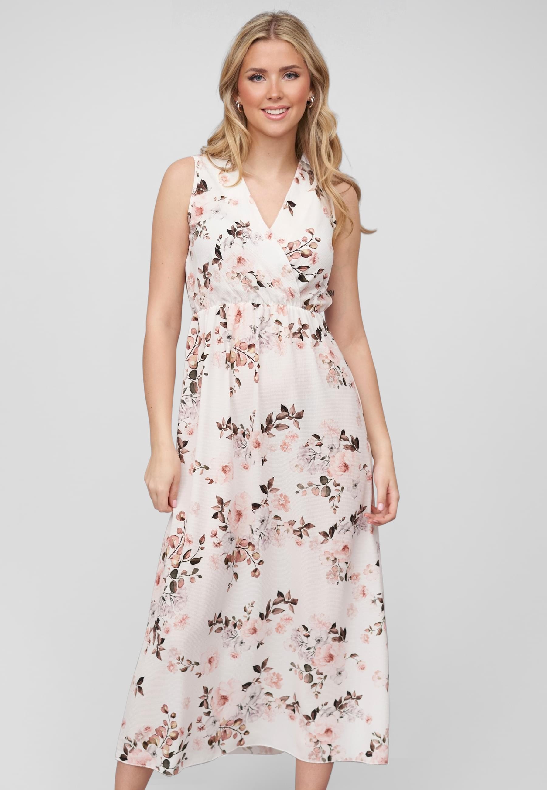 CLOUD 5IVE Shirtkleid »CLOUD 5IVE Maxi Kleid in Wickeloptik mit Blumen All Over Print« 1 Stk. tlg.