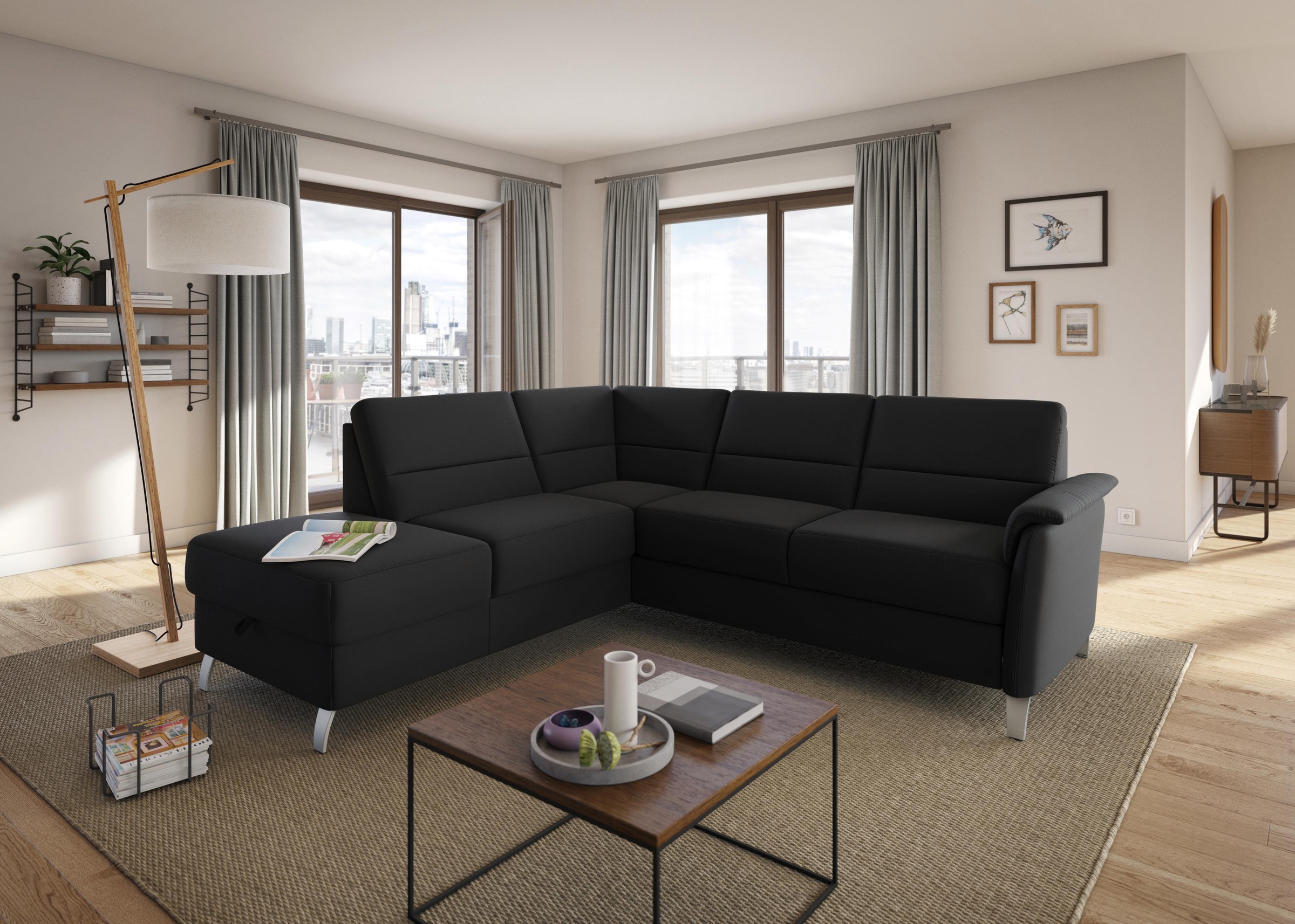 sit&more Ecksofa »Palmera L-Form«, Federkern, wahlweise mit Bettfunktion und mit/ohne Stauraum