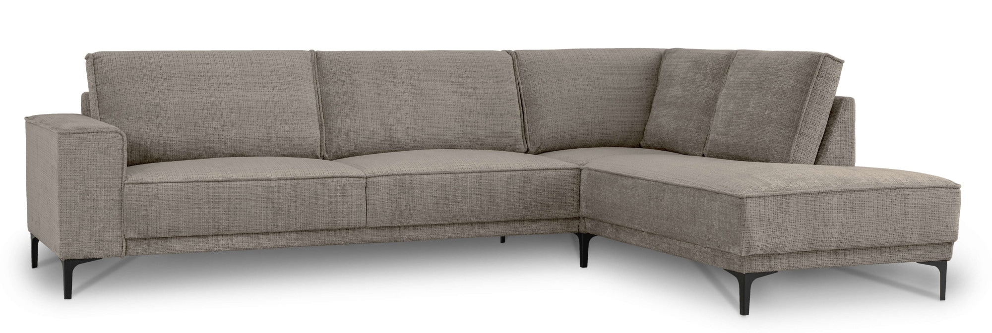 Places of Style Ecksofa »Polsterecke Oland, Struktur, Flachgewebe, Luxus-Microfaser, Boucle«, L-Form, 289 cm, Wellenunterfederung, Skandi-Design, Metallfüße