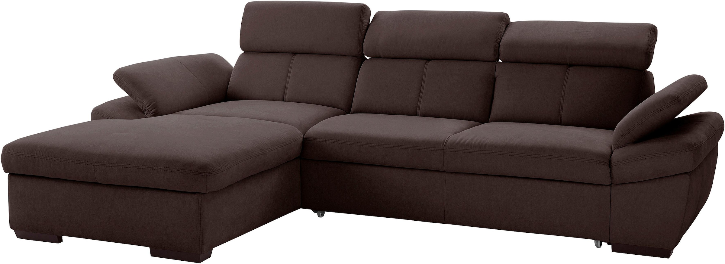exxpo - sofa fashion Ecksofa »Salerno, inkl. Kopf- und Armteilverstellung, elegant & bequem, L-Form«, wahlweise mit Bettfunktion und Bettkasten, tolle Detailverarbeitung