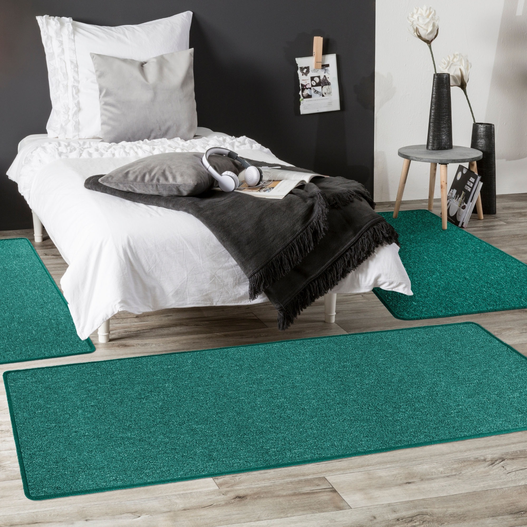 Andiamo Bettumrandung »Luton« Höhe 5 mm 3 Stk. tlg. Bettvorleger, Läufer-Set für das Schlafzimmer, melierte Optik