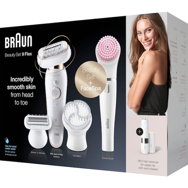 Braun Epilierer »Silk-épil 9 Flex 9-105«, kabellose Wet & Dry-Epilation,  breiter Kopf mit 40 Pinzetten per Rechnung | BAUR