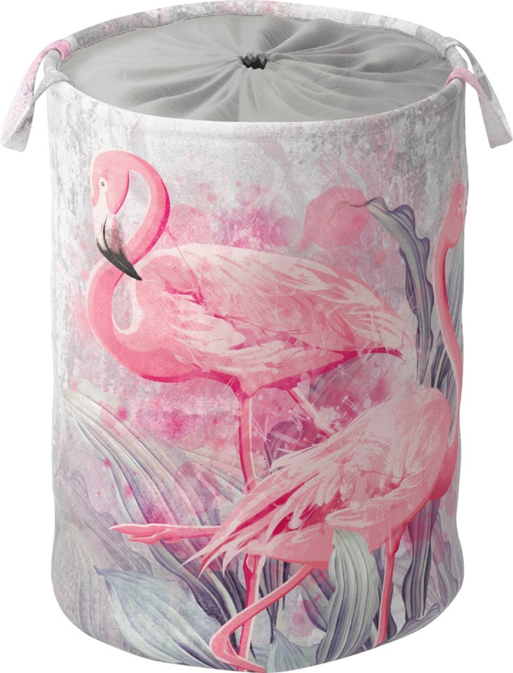 Sanilo Wäschekorb »Flamingo«, kräftige Farben, samtweiche Oberfläche, mit Deckel