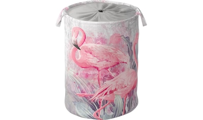 Wäschekorb »Flamingo«, kräftige Farben, samtweiche Oberfläche, mit Deckel