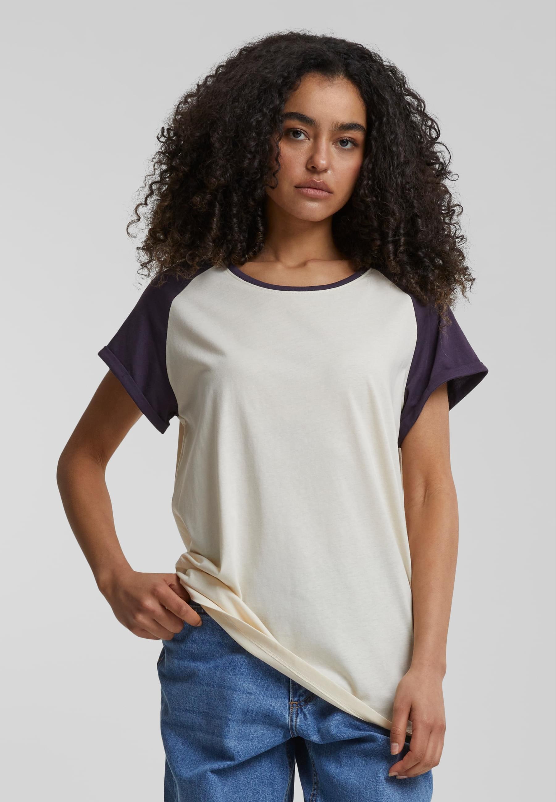 URBAN CLASSICS Kurzarmshirt »Urban Classics Damen Ladies Contrast Raglan Tee«, (1 tlg.)