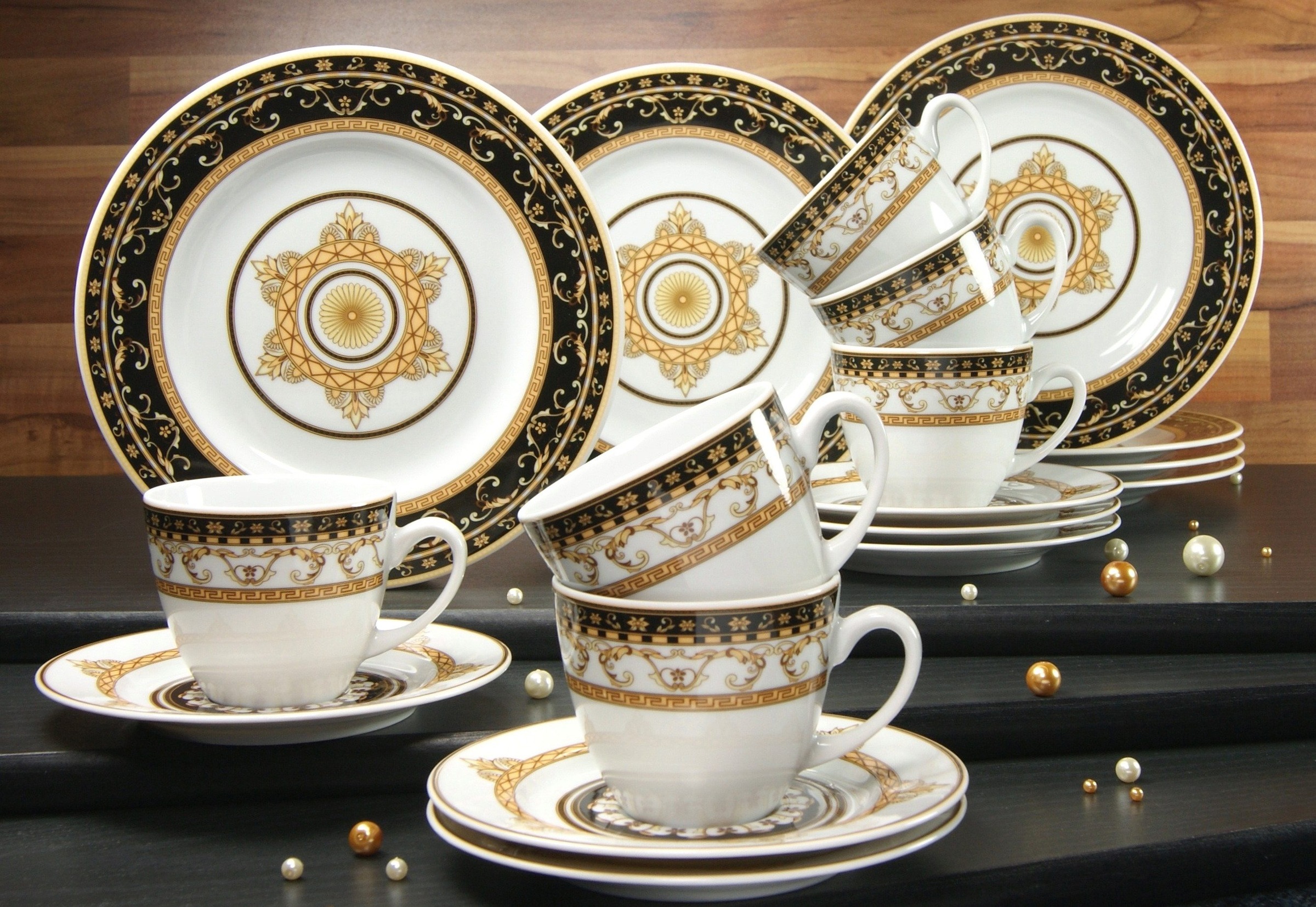 CreaTable Kaffeeservice "Geschirr-Set Majestosa" Service, Dekor schwarz abg günstig online kaufen