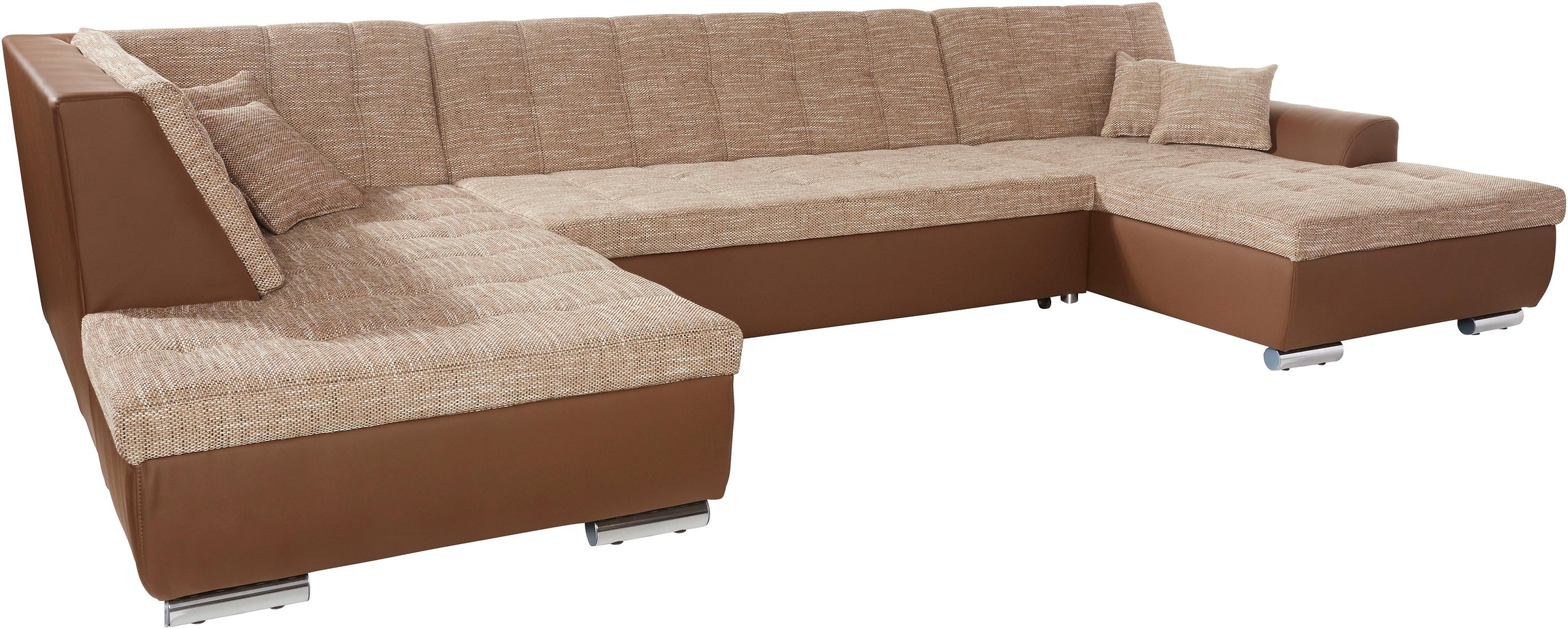 DOMO collection Wohnlandschaft »Treviso incl. Zierkissen, moderne Steppung, XXL: B/T/H: 364/201/83 cm«, wahlweise mit Bettfunktion, in vielen Bezugsarten auch in Cord U-Form