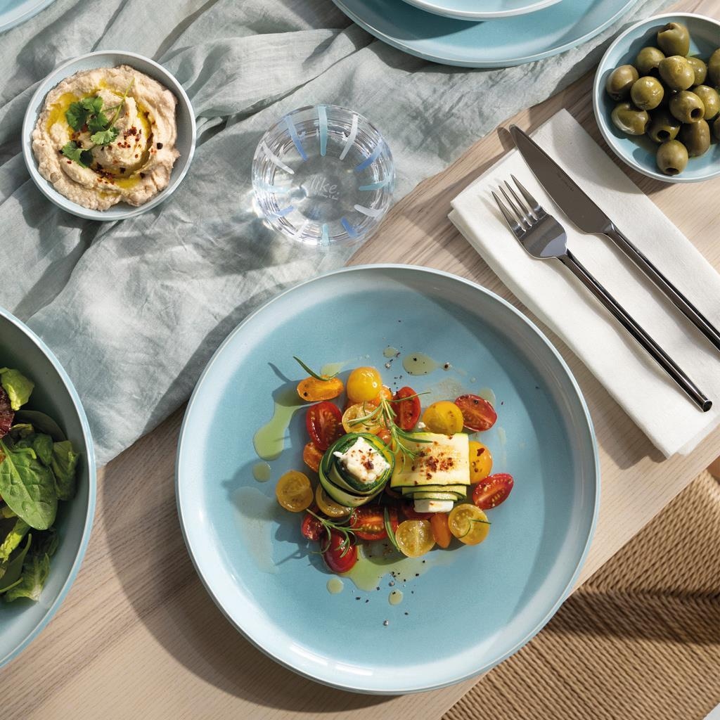 like. by Villeroy & Boch Geschirr-Set »Einsteiger-Set Perlemor Aqua 8er Set blau« Spülmaschinengeeignet, Mikrowellengeeignet