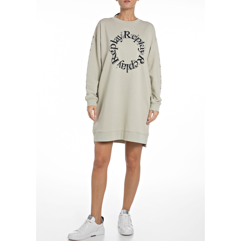 Replay Sweatkleid mit Replay-Frontprint vorn und an den Ärmeln Replay Sweatkleid mit Replay-Frontprint vorn und an den Ärmeln