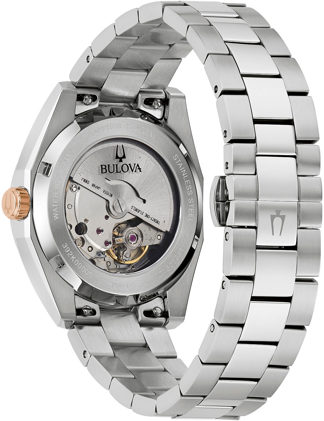 Bulova Automatikuhr, Armbanduhr, Herrenuhr, Damenuhr, Edelstahlarmband, Saphirglas