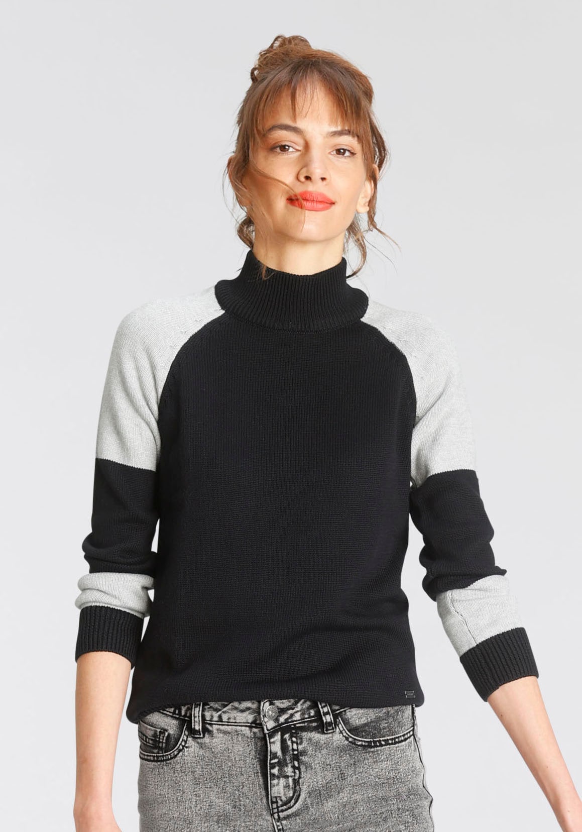 Rollkragenpullover »Rolli colorblocking«, Im Colour-Blocking-Look