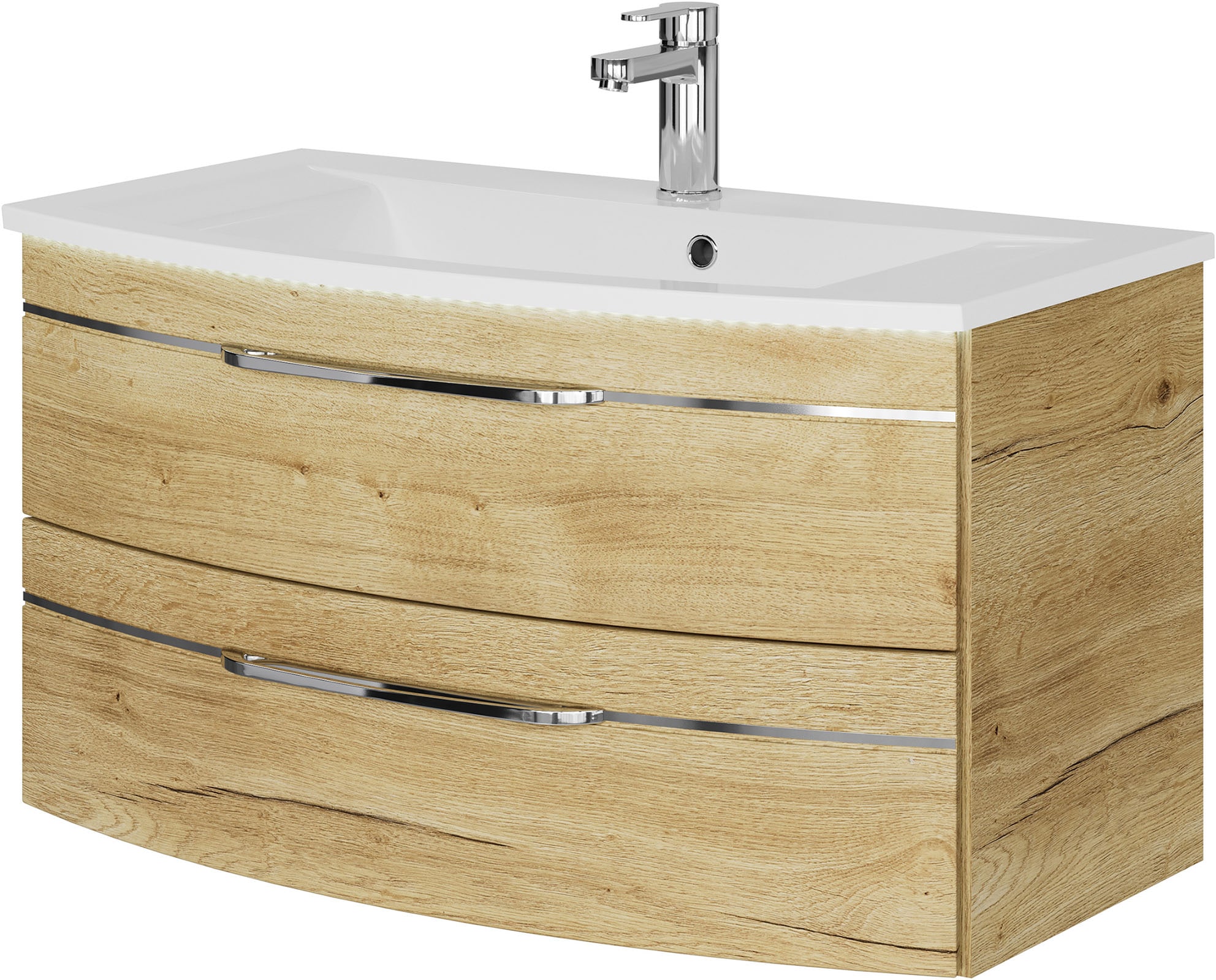 Saphir Waschtisch "Serie 7045 Mineralmarmor-Waschtisch und Unterschrank, 91 cm breit", Waschplatz mit 2 Schubladen, Badm