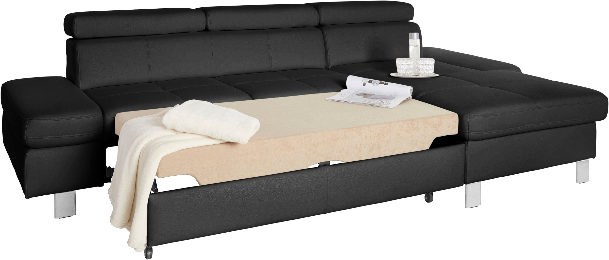 exxpo - sofa fashion Ecksofa »Fiji, hochwertige Detailverarbeitung im Sitz und Rücken, L-Form«, bequem durch Kopf- und Armteilverstellung, wahlweise mit Bettfunktion