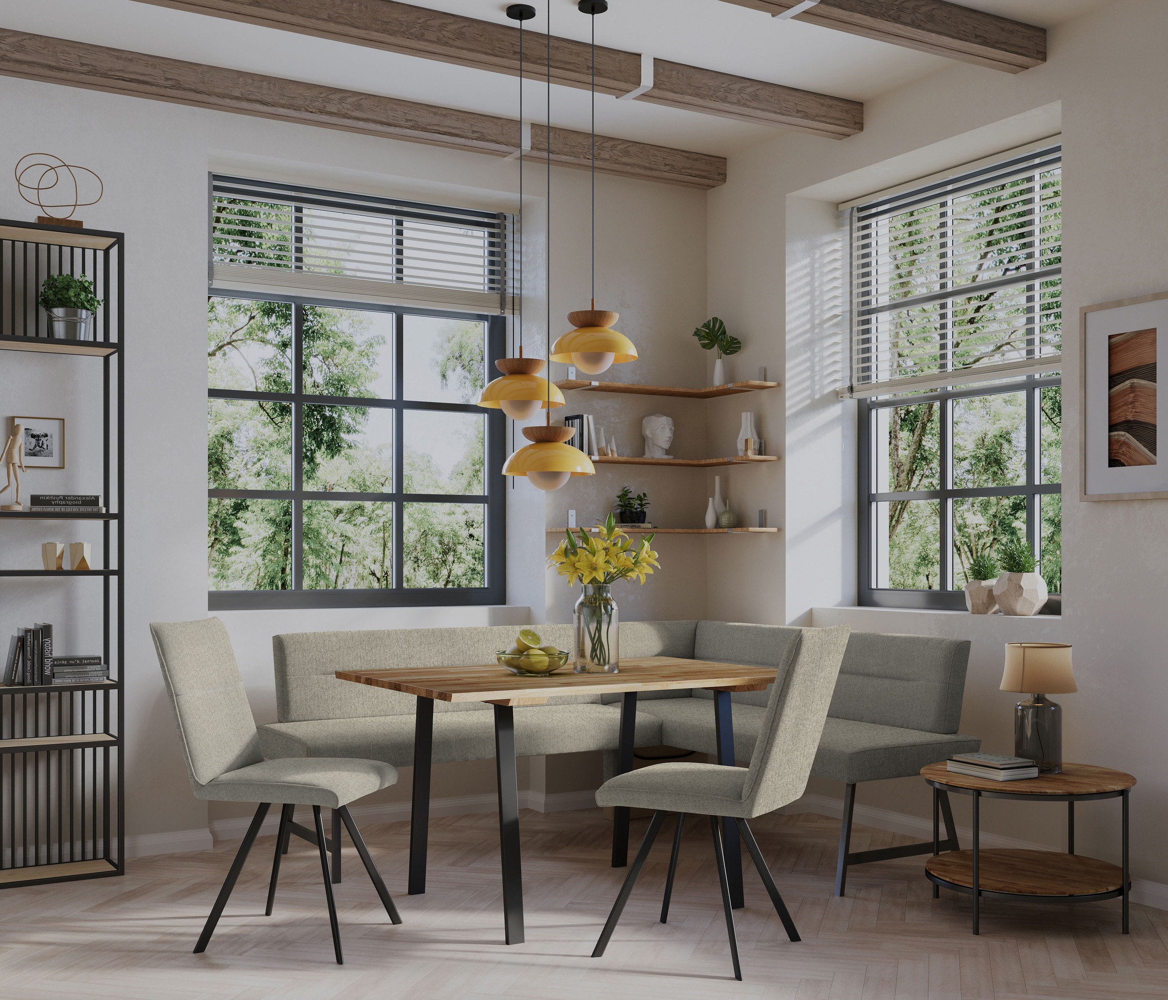 Home affaire Eckbankgruppe "Sava" Set, 4 Stk. tlg. Eckbank mit Wellenfederu günstig online kaufen